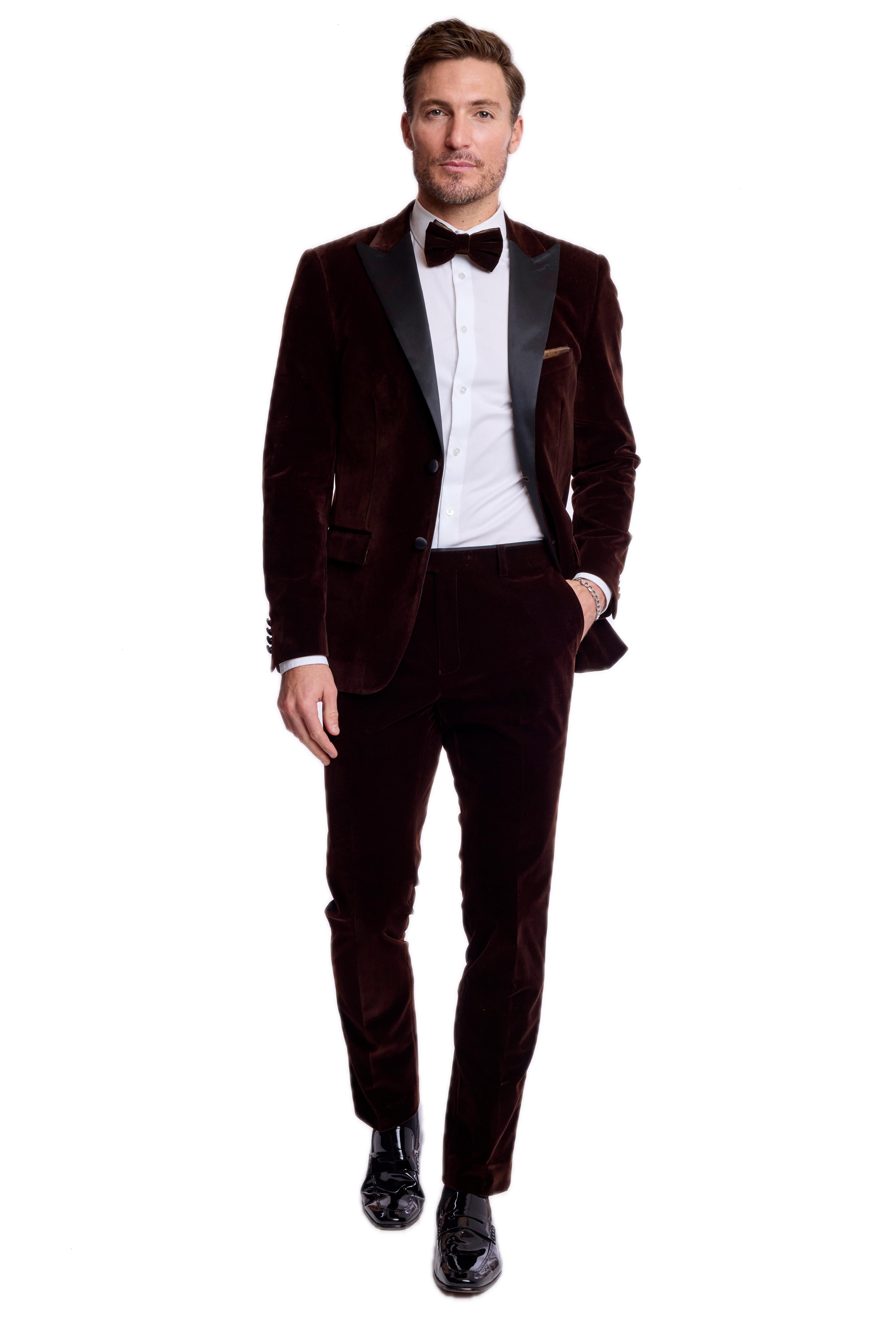 Sloane Stretch Tux Pants - slim - Brown Velvet