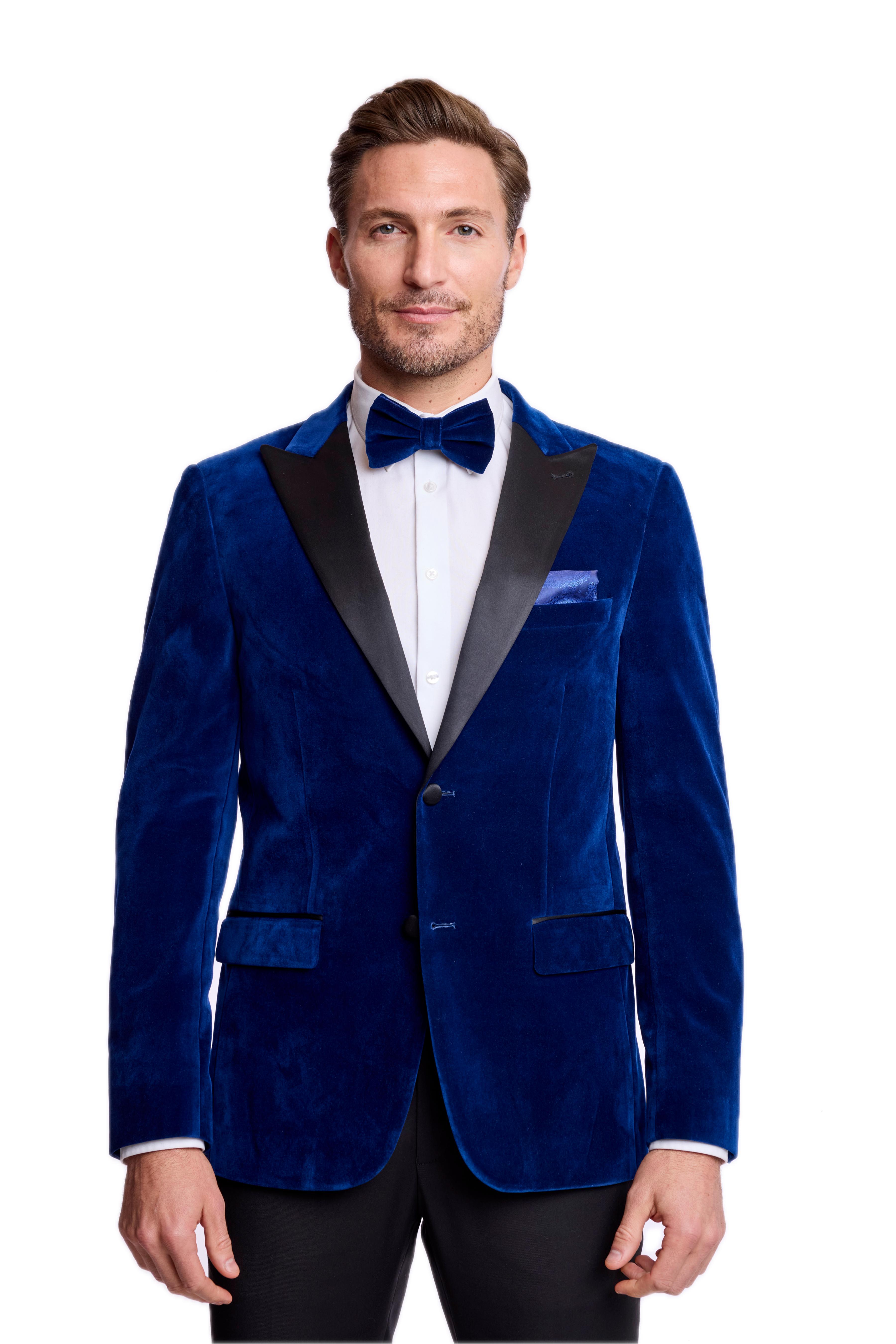 Kyle Big Peak Tux Jacket - slim - Blue Velvet