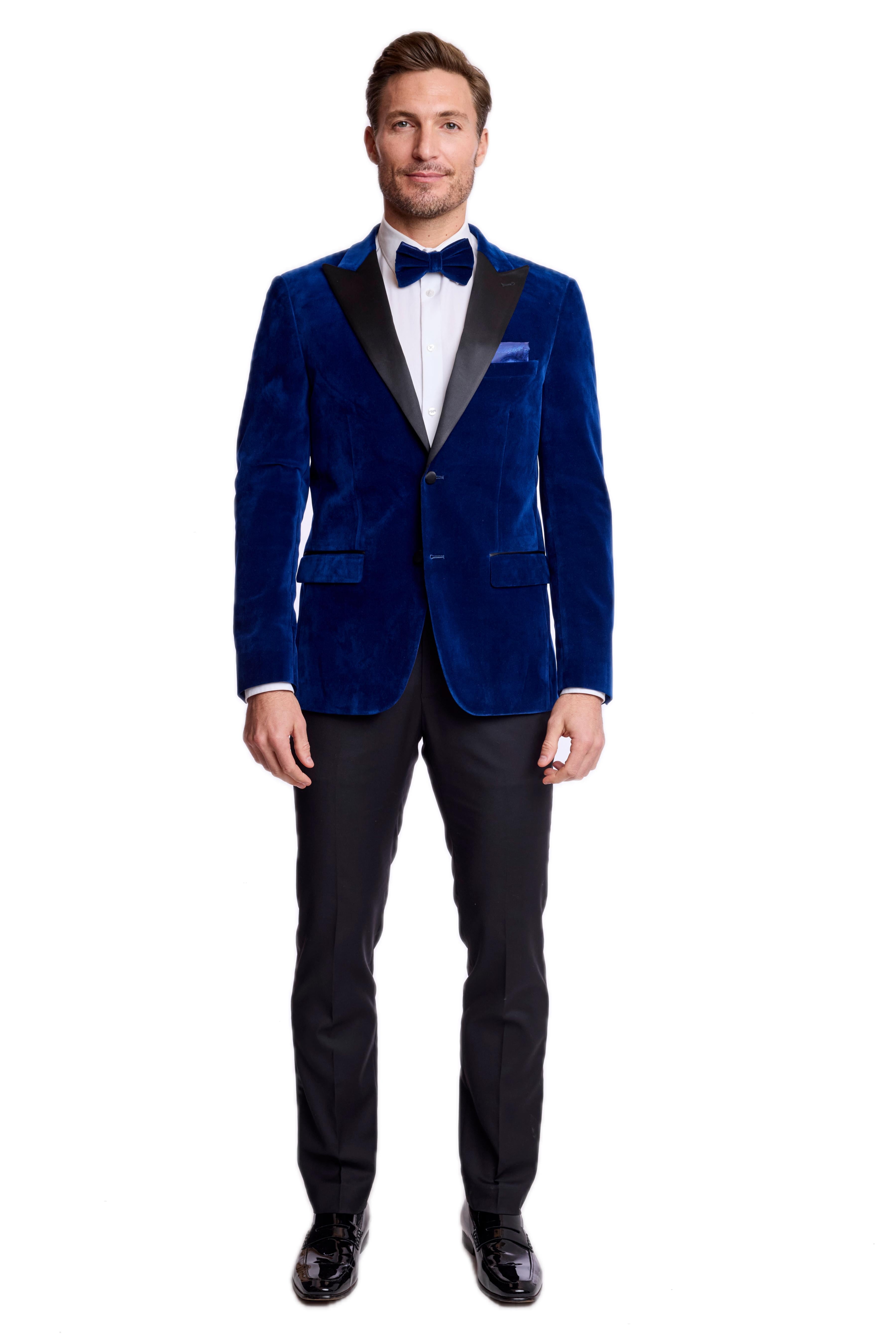 Kyle Big Peak Tux Jacket - slim - Blue Velvet