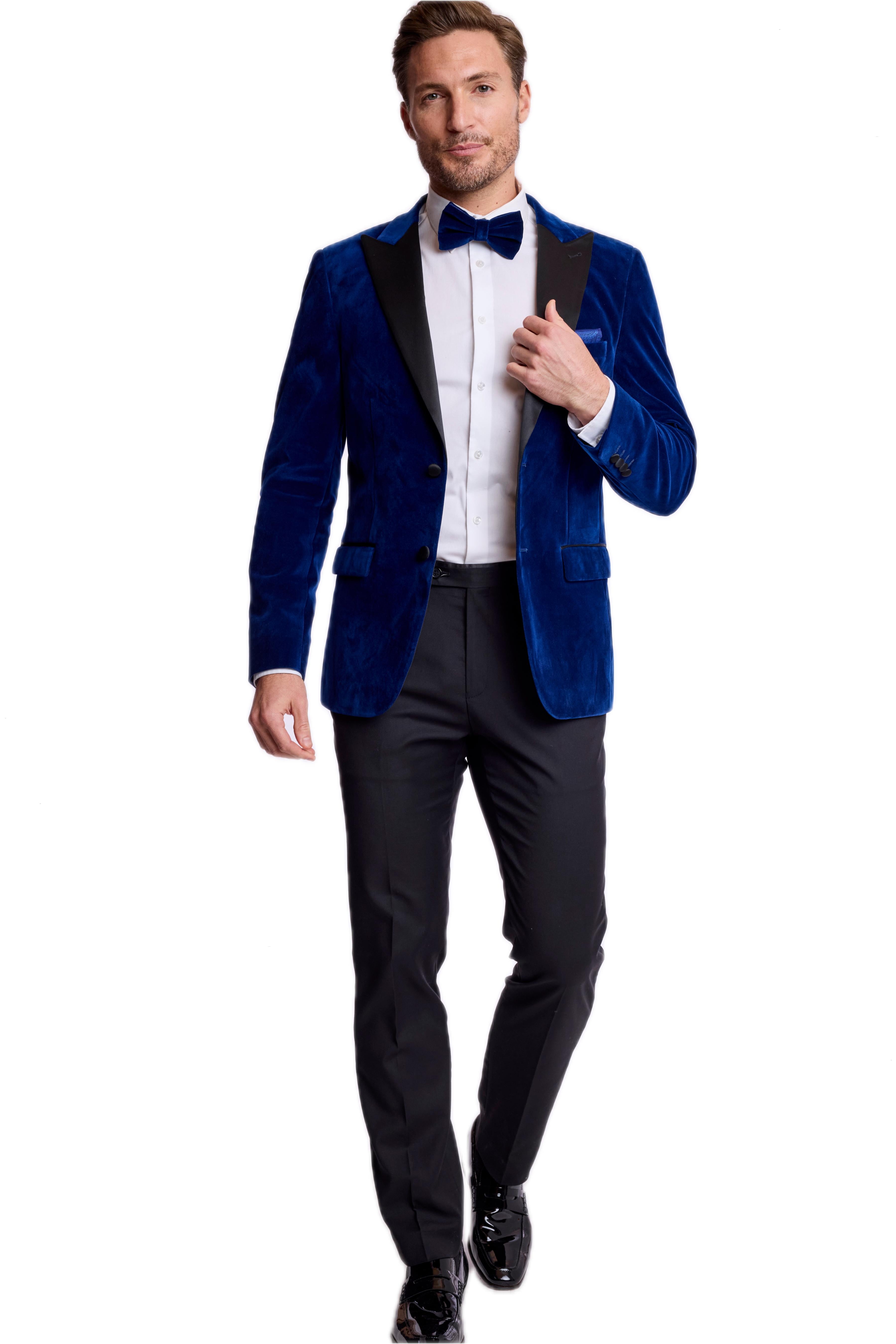 Kyle Big Peak Tux Jacket - slim - Blue Velvet