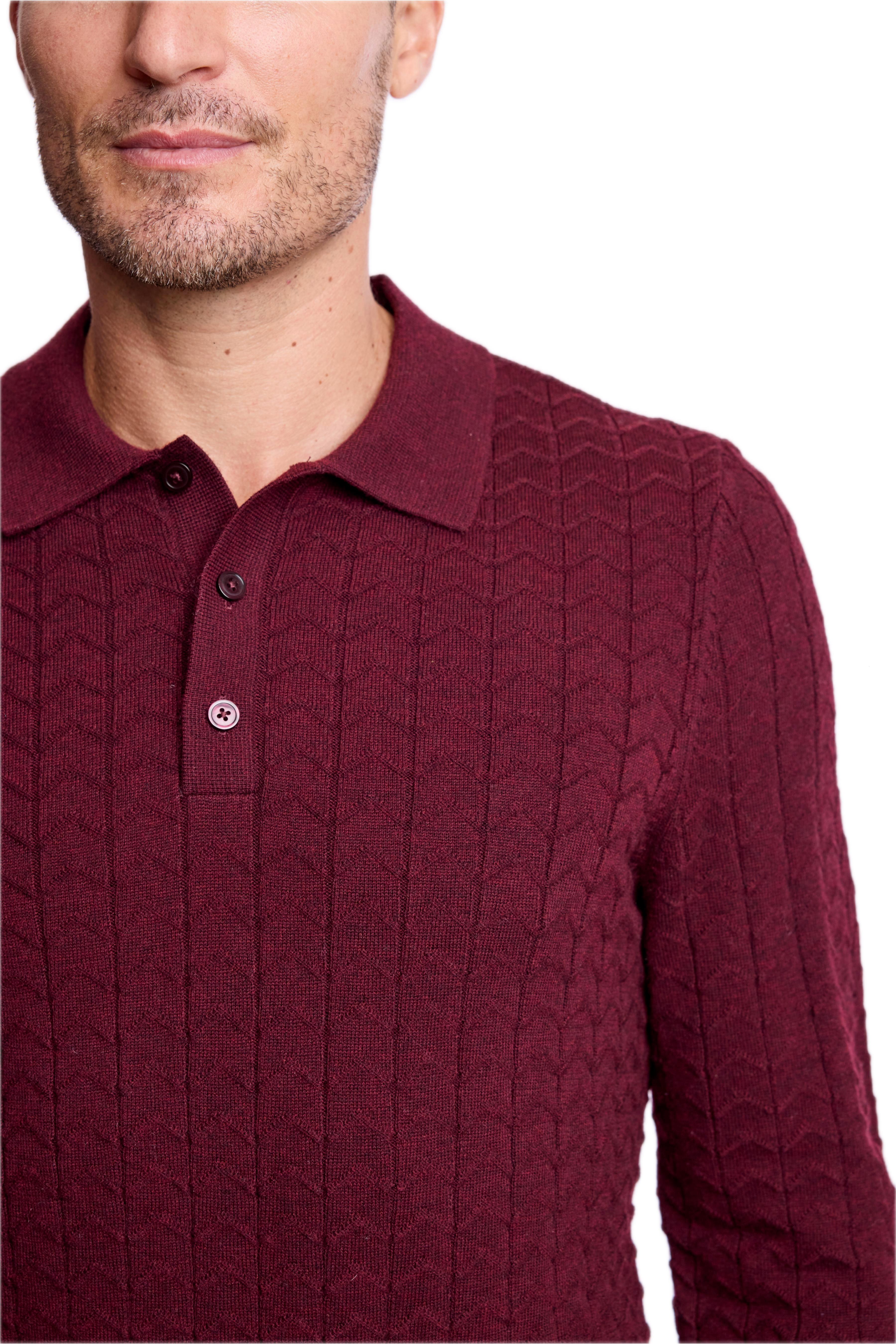 3 Button Polo - Burgundy Bordeaux