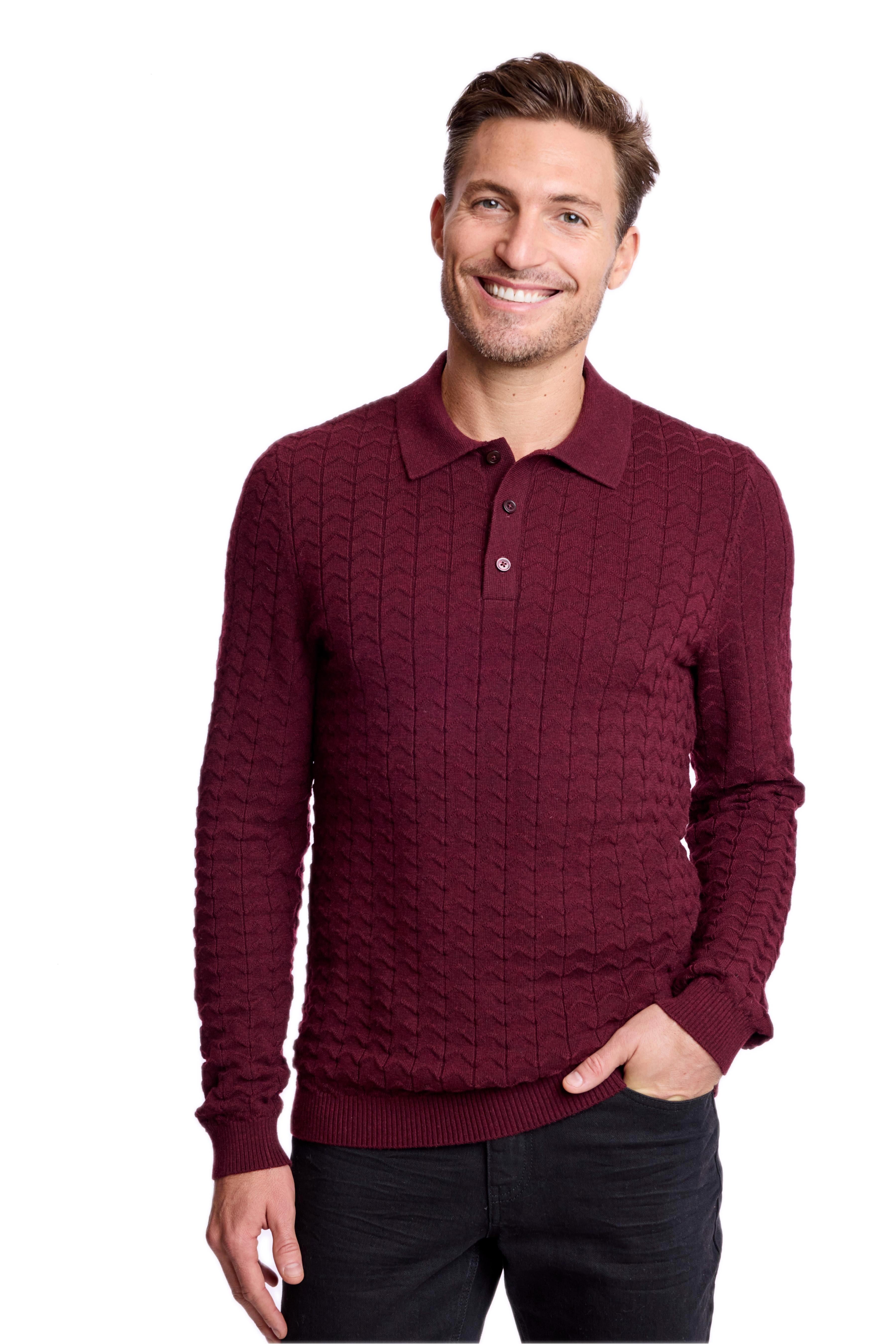 3 Button Polo - Burgundy Bordeaux