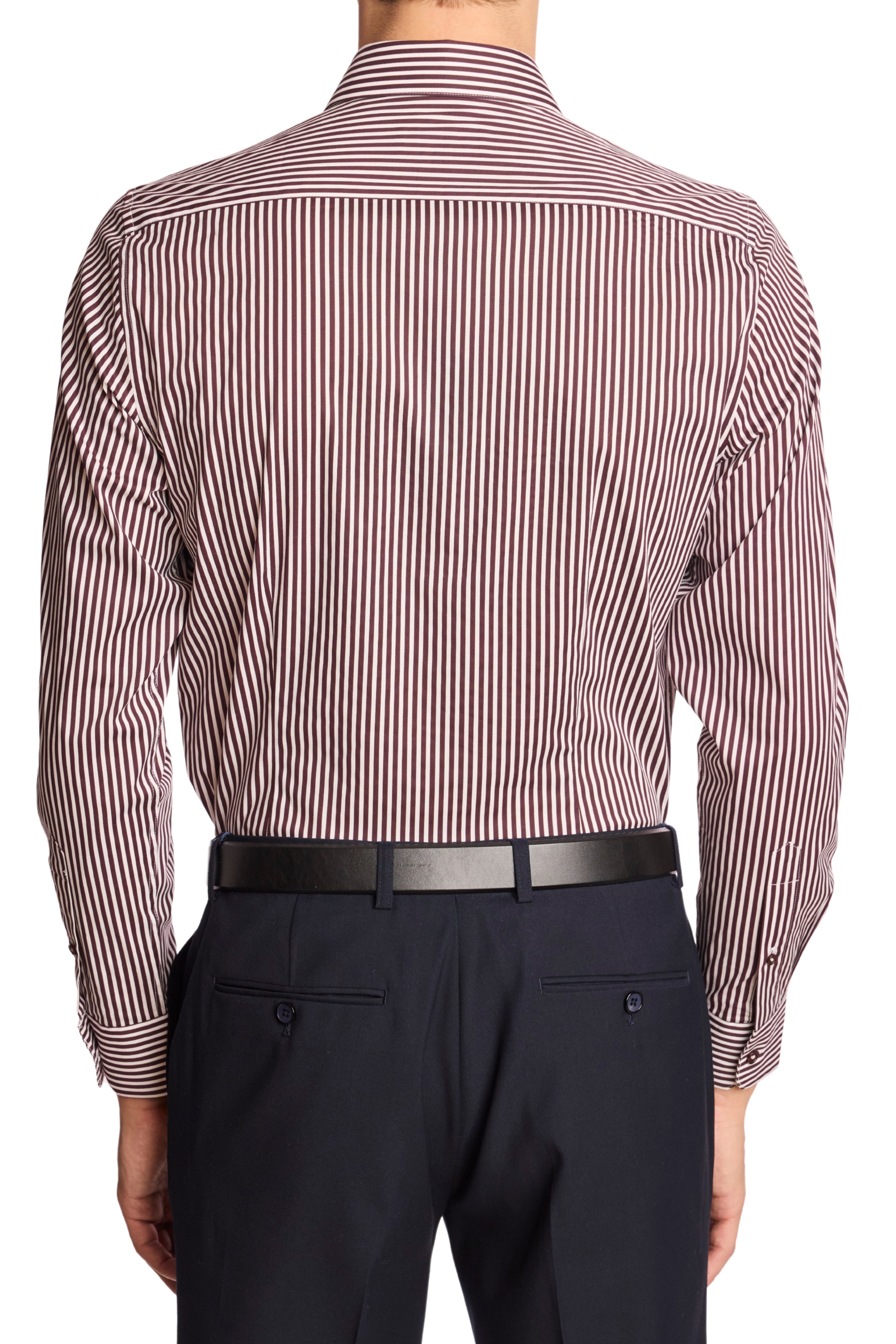 Samuel Spread Collar Shirt - Cherry Lacquer Stripes