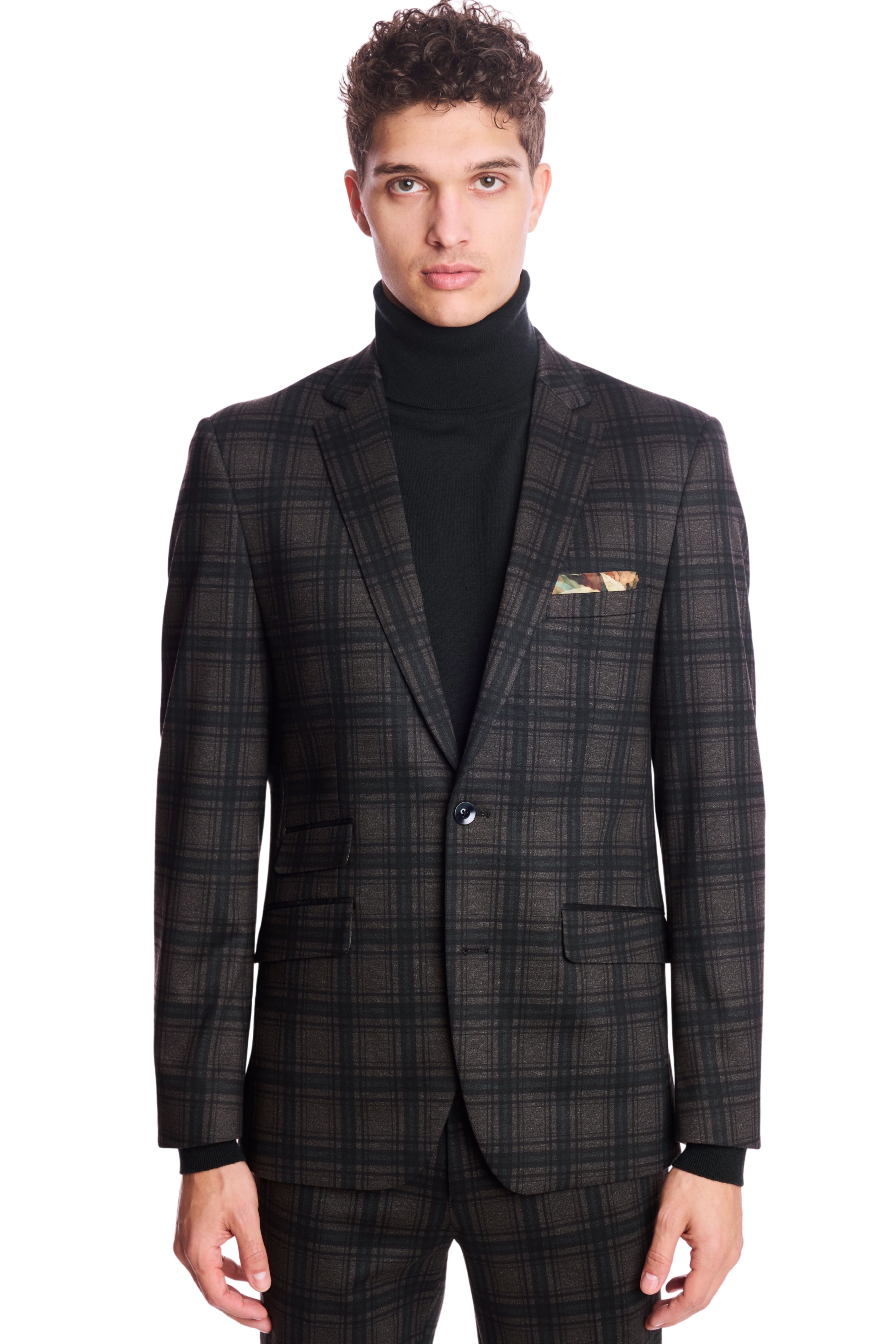 Dover Notch Jacket - slim - Green Charcoal Plaid