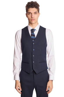  Modern Fit - Eaton 5 Button Vest - Naval Blue