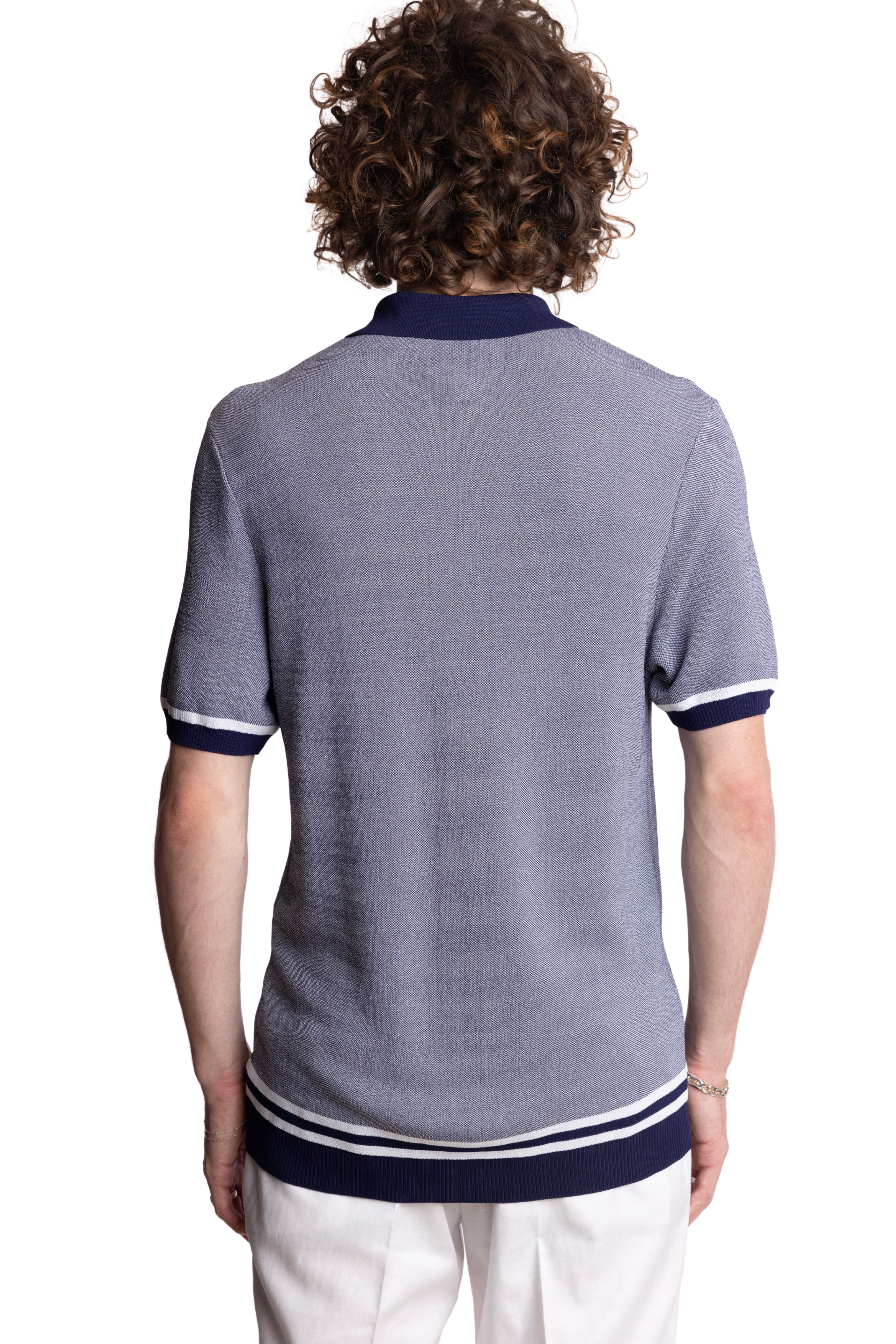 Full Placket Retro Polo - Navy White