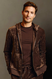 Velvet Zip-Up Hoody - Chocolate Brown Velvet