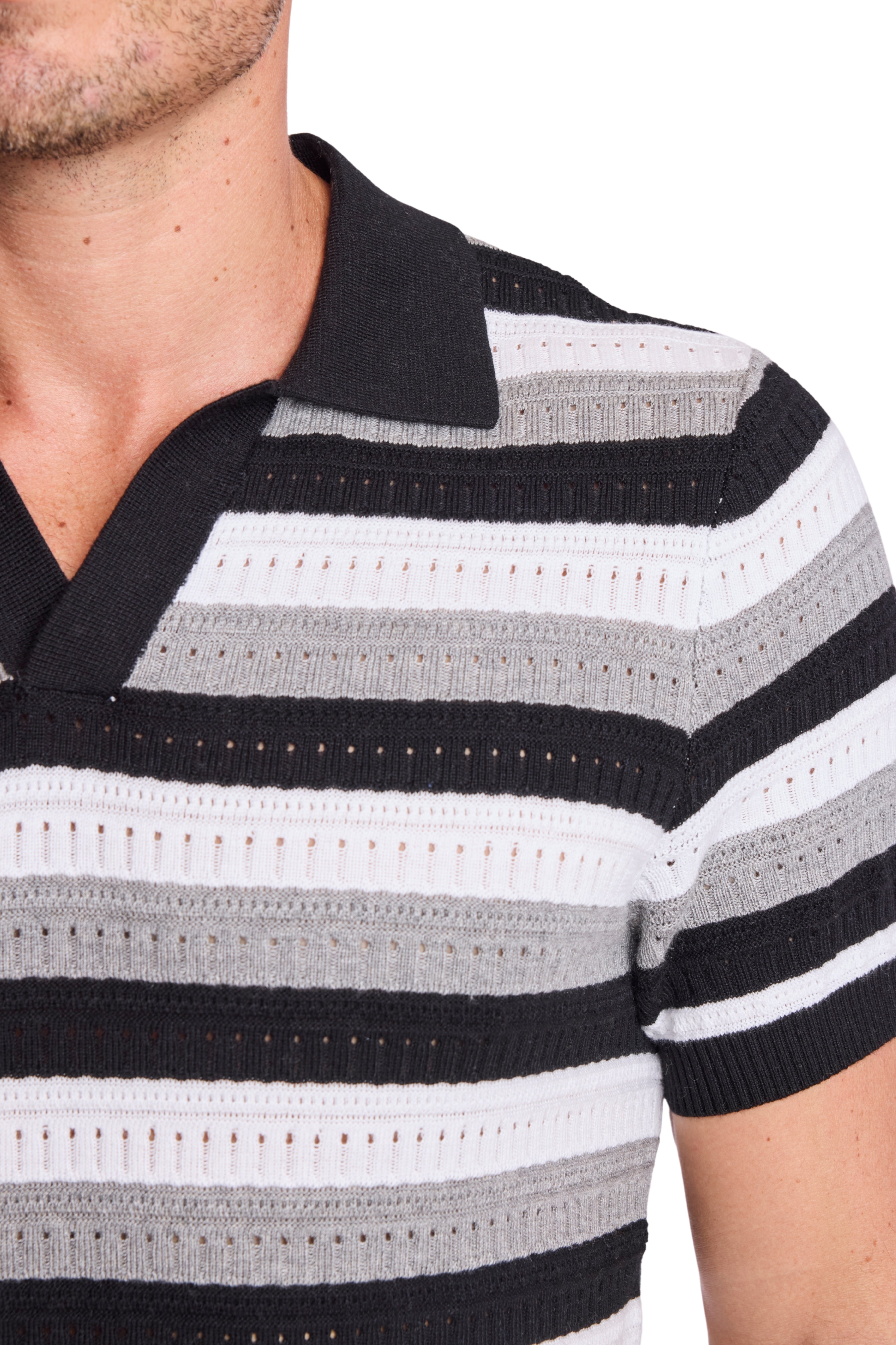 Johnny Collar Polo - Black Soy Mist