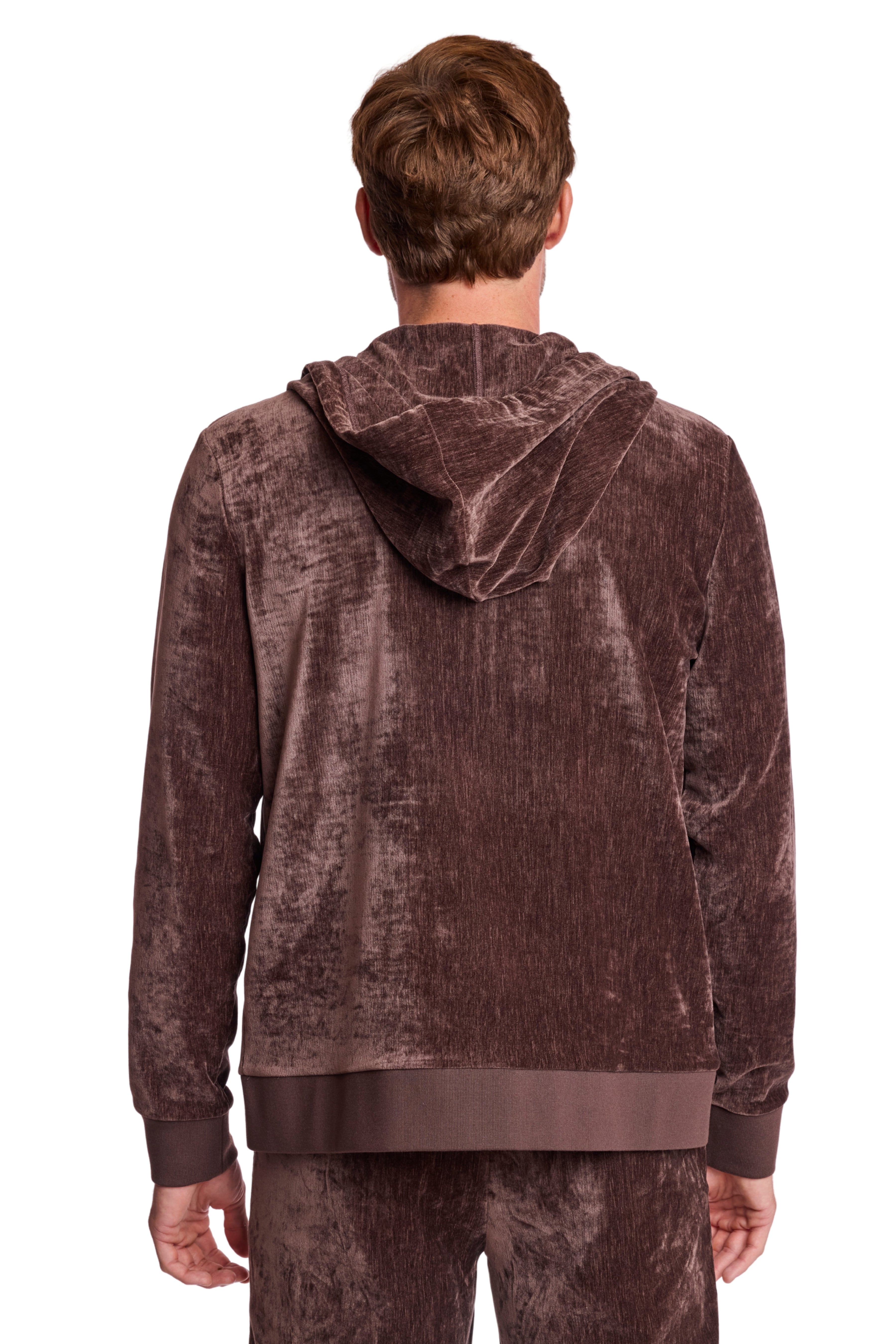 Velvet Zip-Up Hoody - Chocolate Brown Velvet