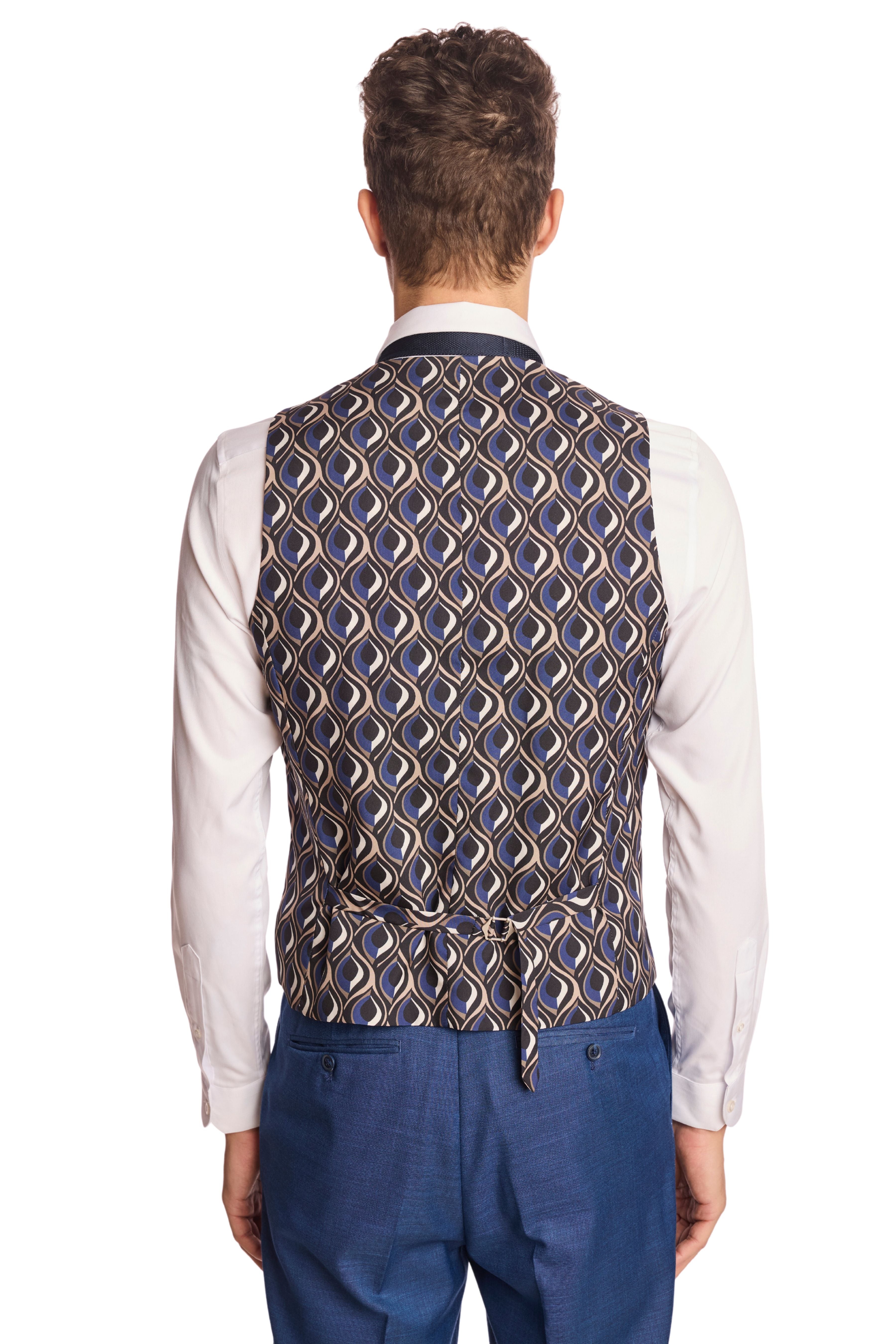 Modern Fit - Eaton 5 Button Vest - Dark Blue Shark