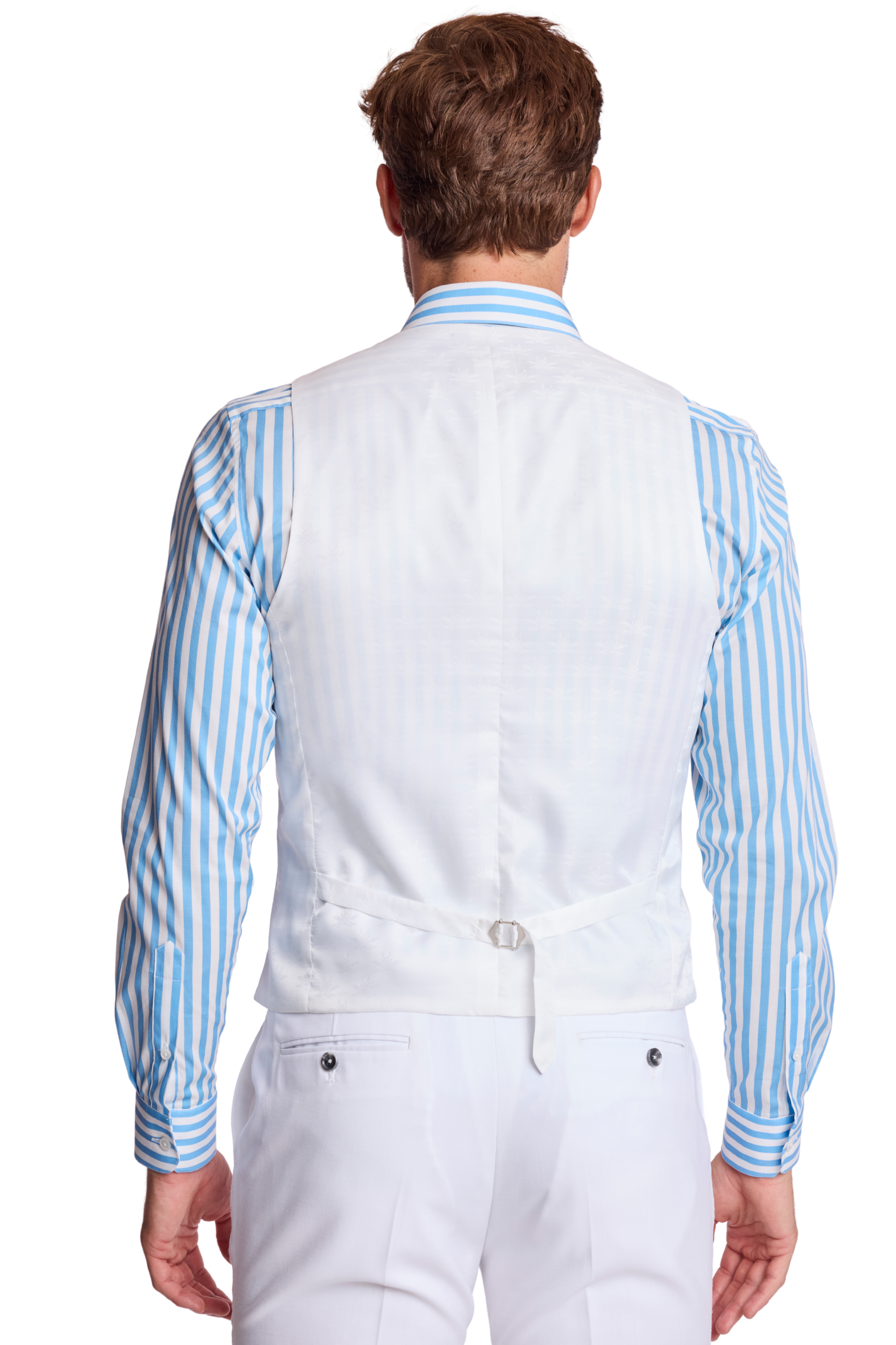 Eaton 5 Button Vest - slim - White Sharkskin