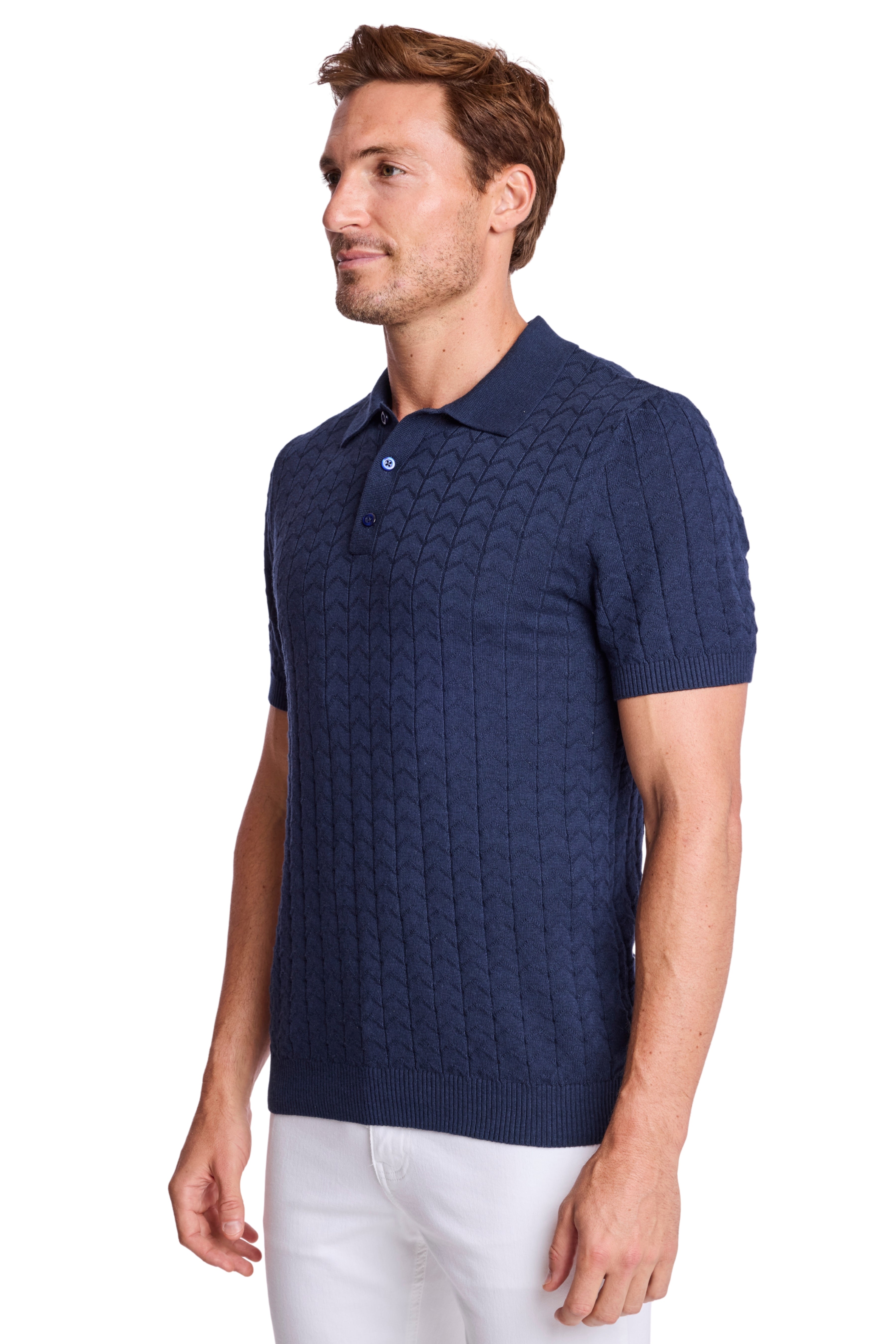 3 Button Polo - Crisp Navy