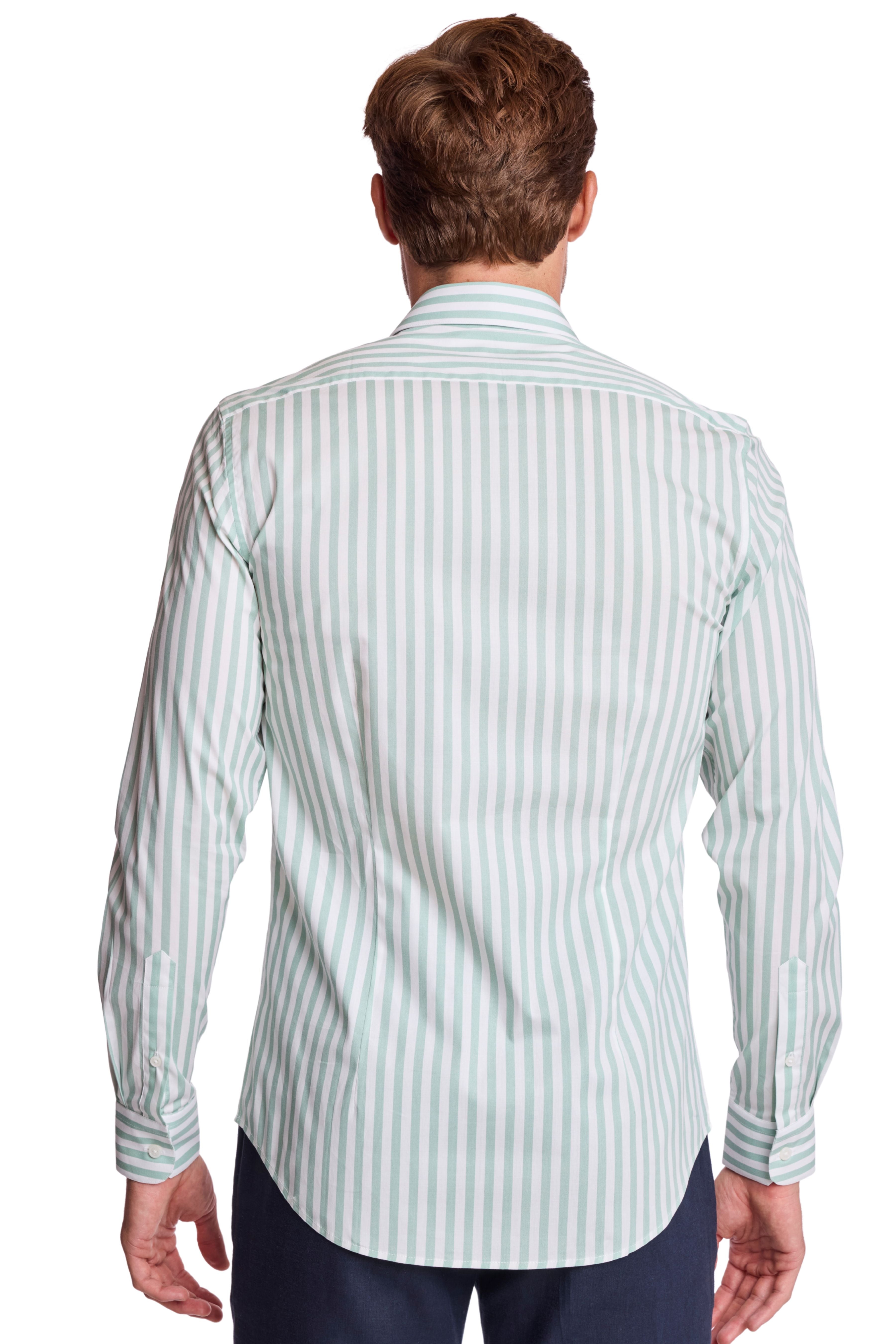 Parker Pointed Collar Shirt - Mint White Stripes