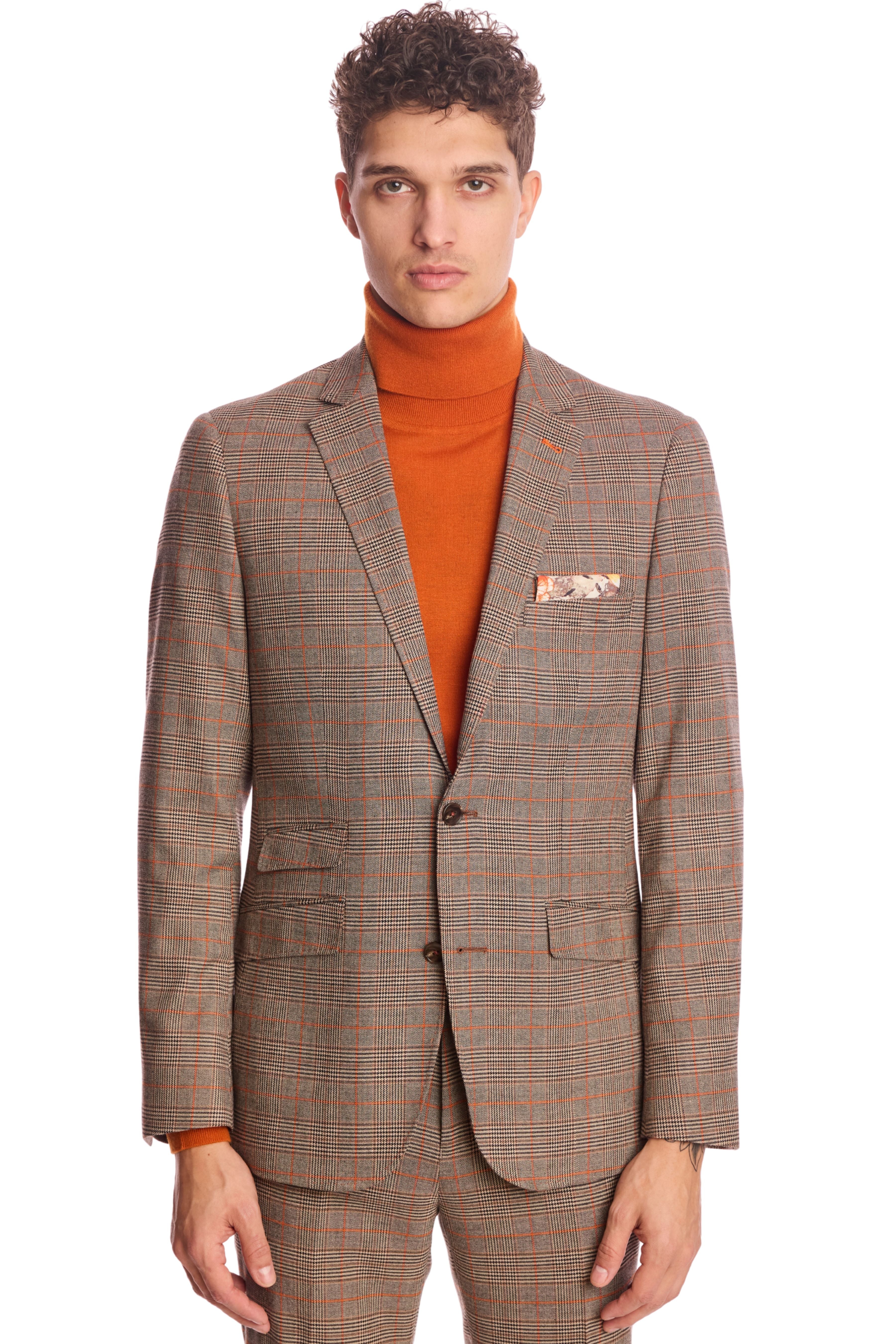 Dover Notch Jacket - slim - Orange Pop Prince of Wales