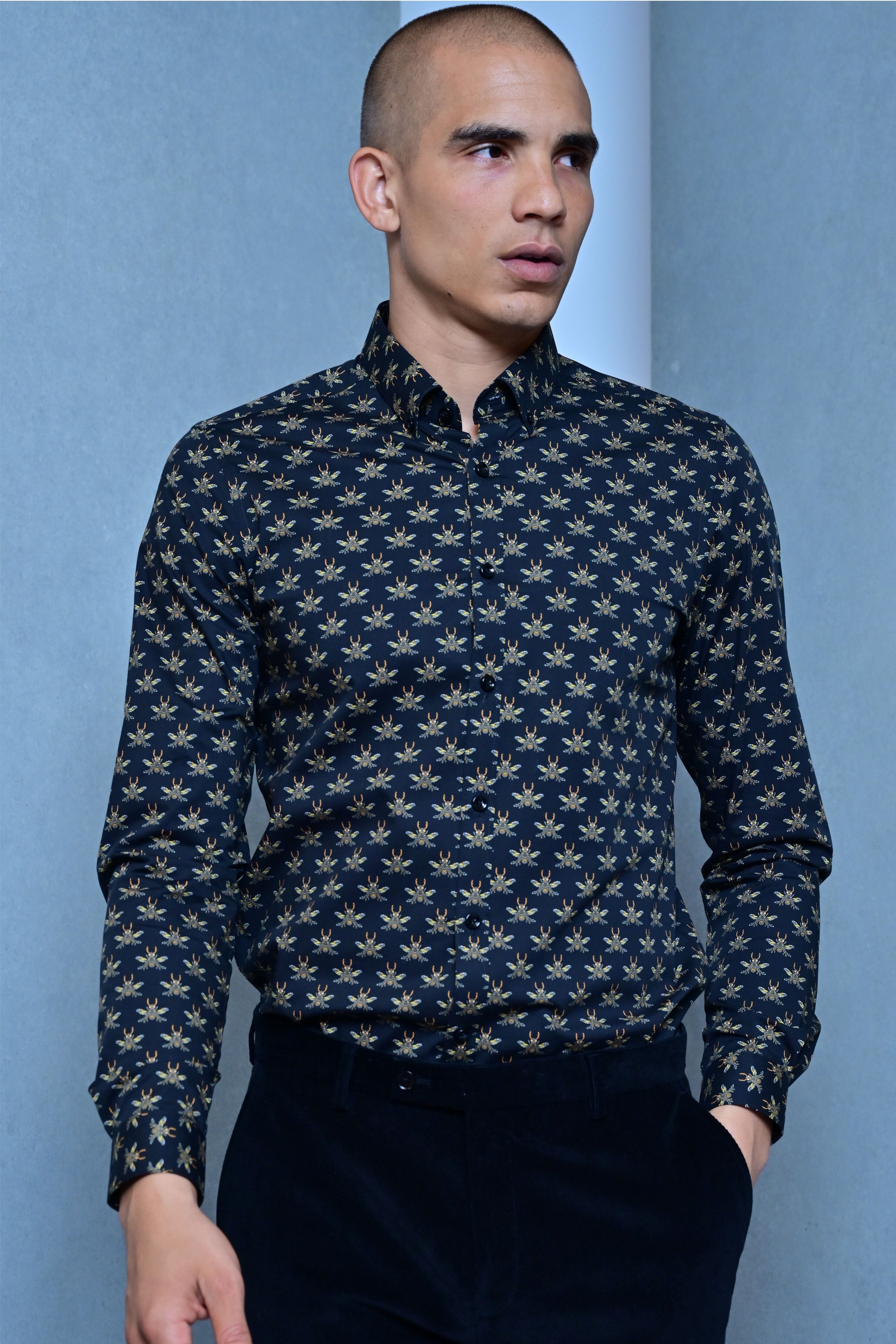 Brian Button Down Shirt - Black Bees