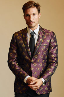  Grosvenor Peak Tux Jacket - slim - Cherry Lacquer Bees