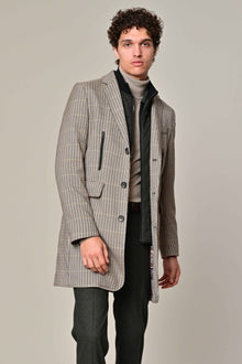  Alexander Coat - Removable Bib - slim - Brown Green Houndstooth