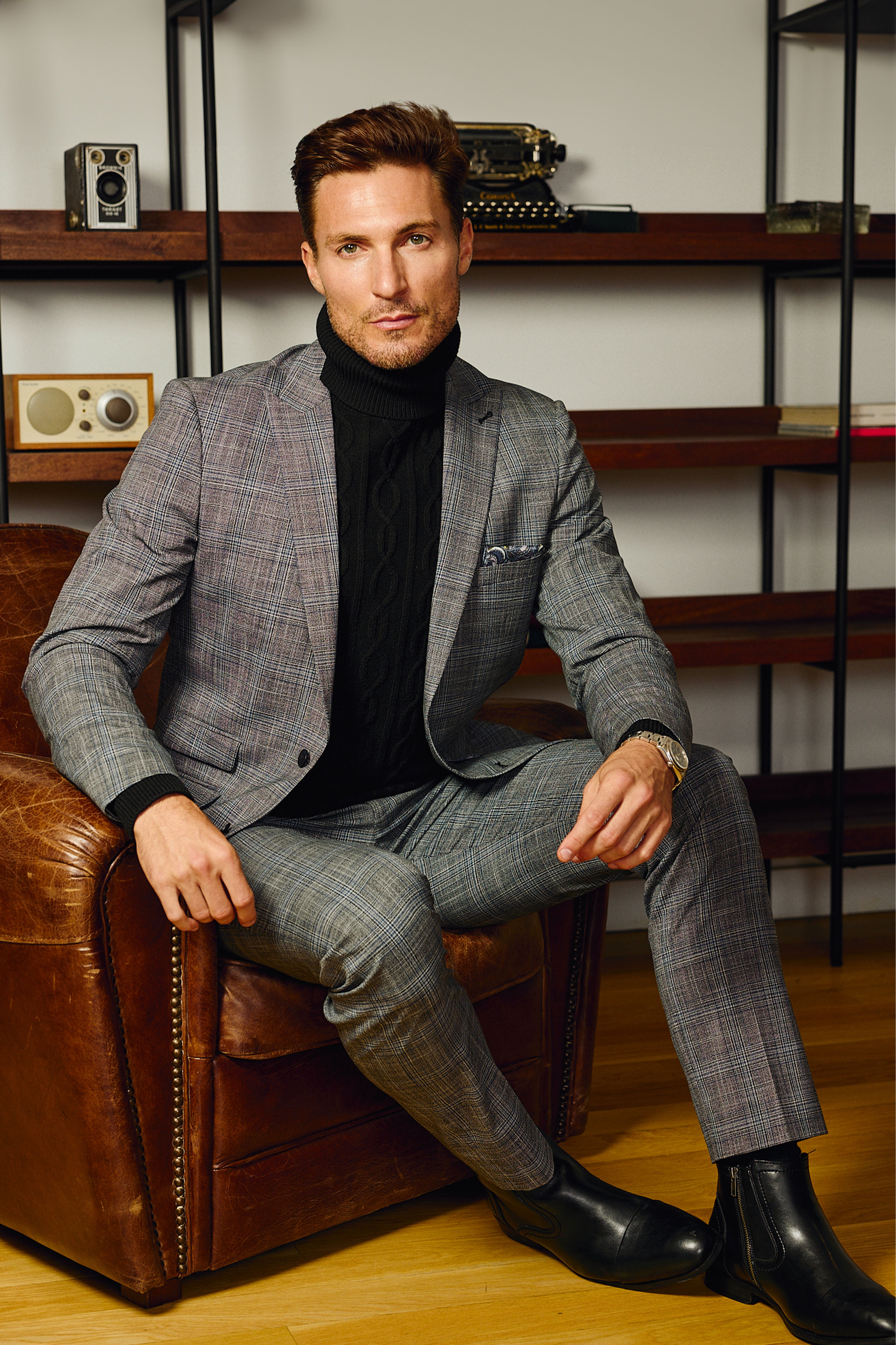 Ashton Peak Jacket - slim - Blue & Black Plaid