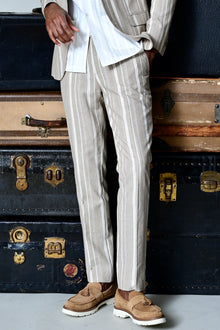  Downing Pants - slim - Tan Beige Stripes