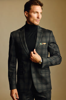  Dover Notch Jacket - slim - Green Charcoal Plaid