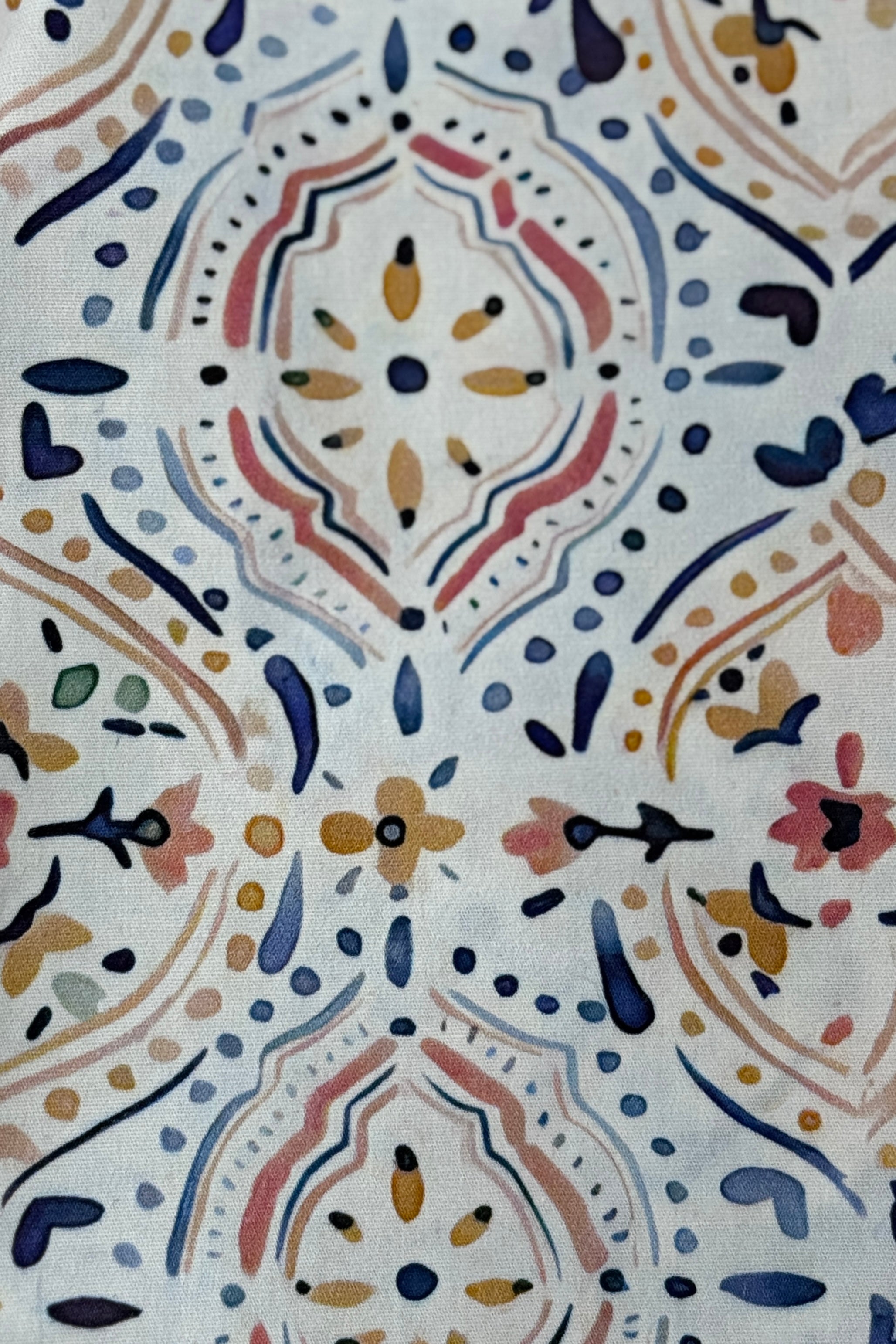 Sawyer Shirt - White Peach Blue Mosaic