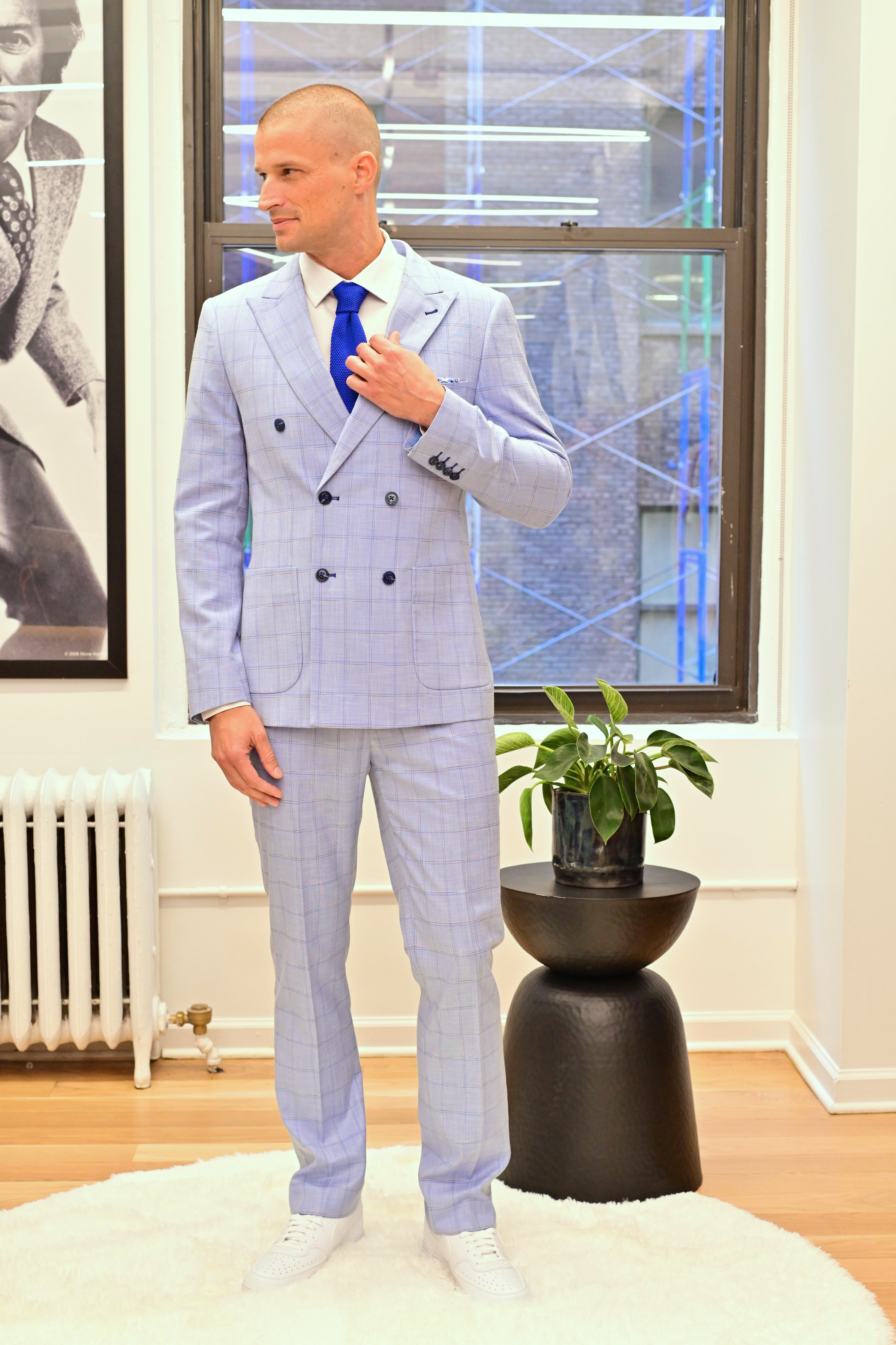 Downing Pants - slim - Blue Double Check