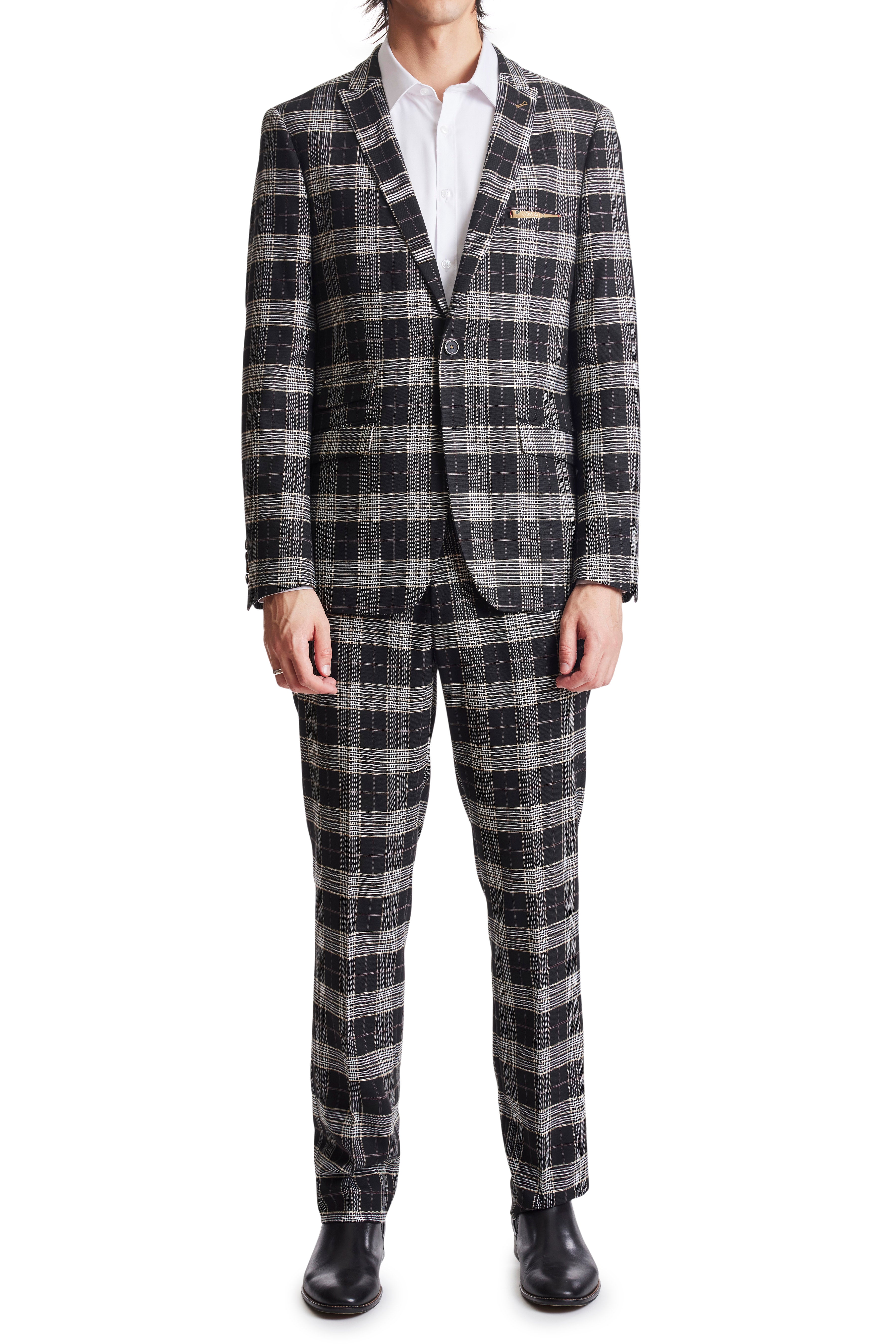 Ashton Peak Jacket - slim - Black White Gold Plaid