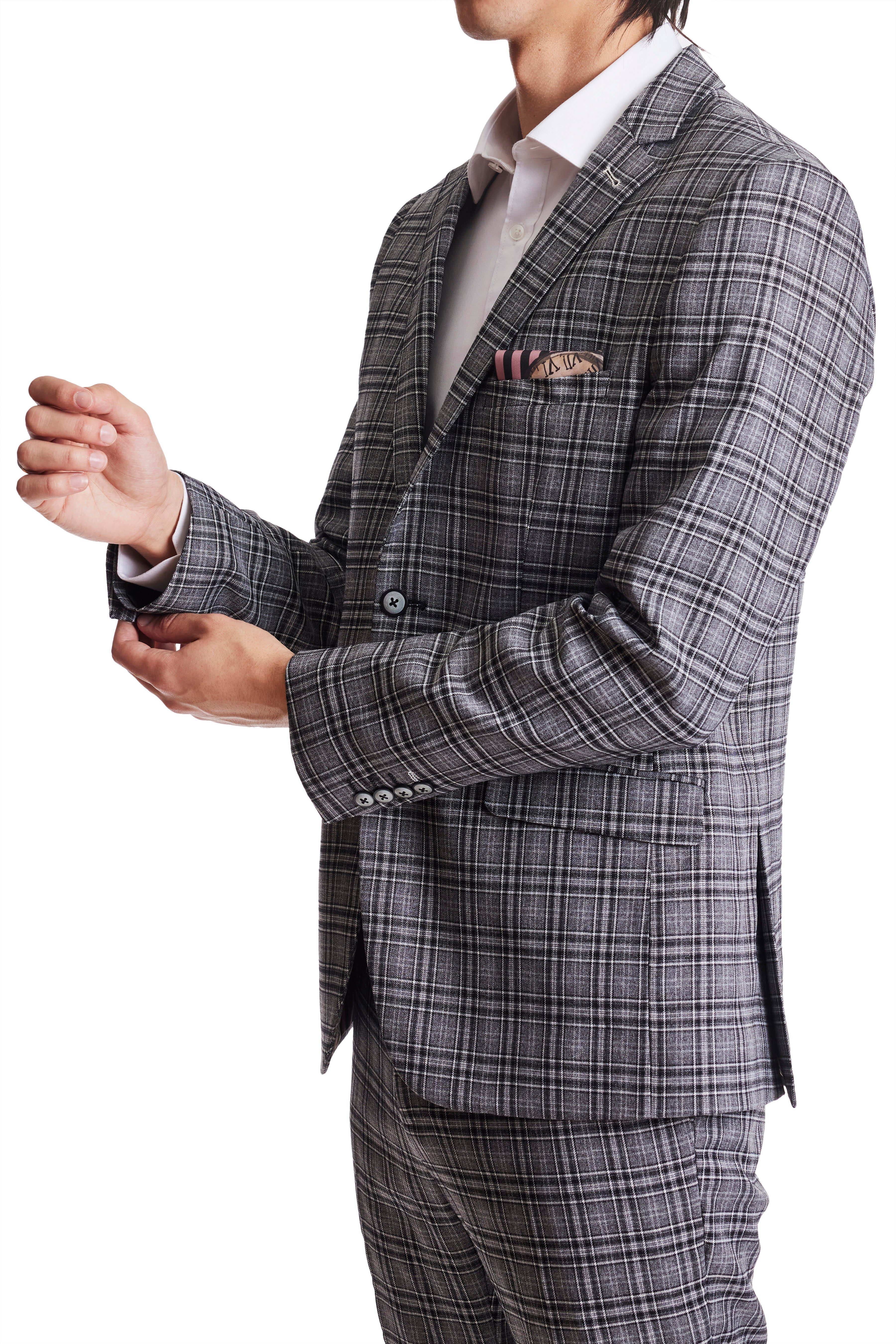 Dover Notch Jacket - slim - Grey Black Big Check