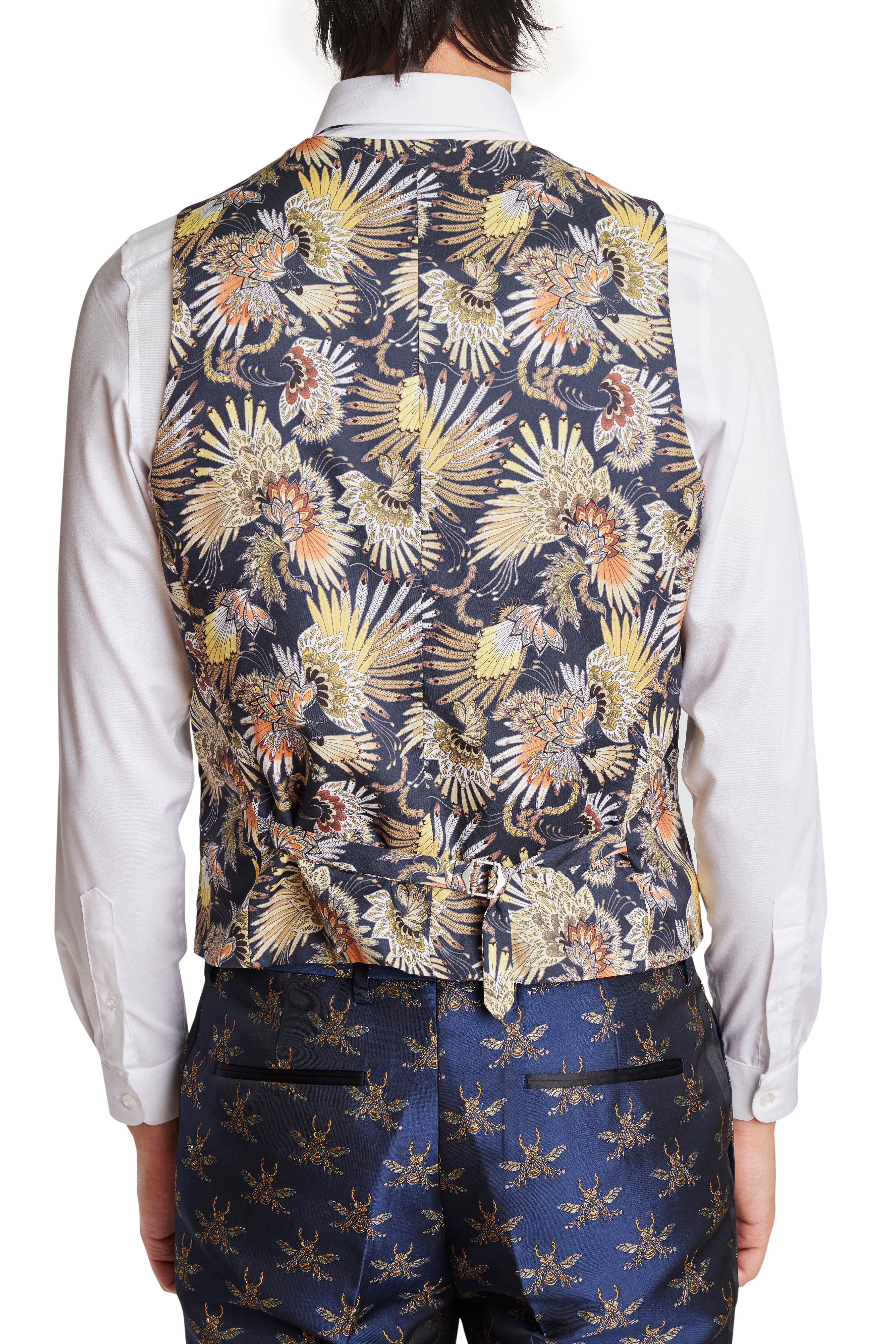 Mayfair Tux Vest - slim - Navy Iconic Bees