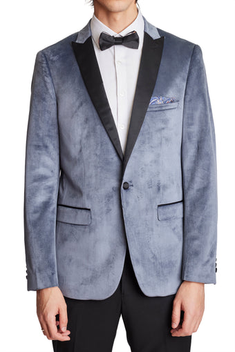 Grosvenor Peak Tux Jacket - slim - Dolphin Grey Velvet