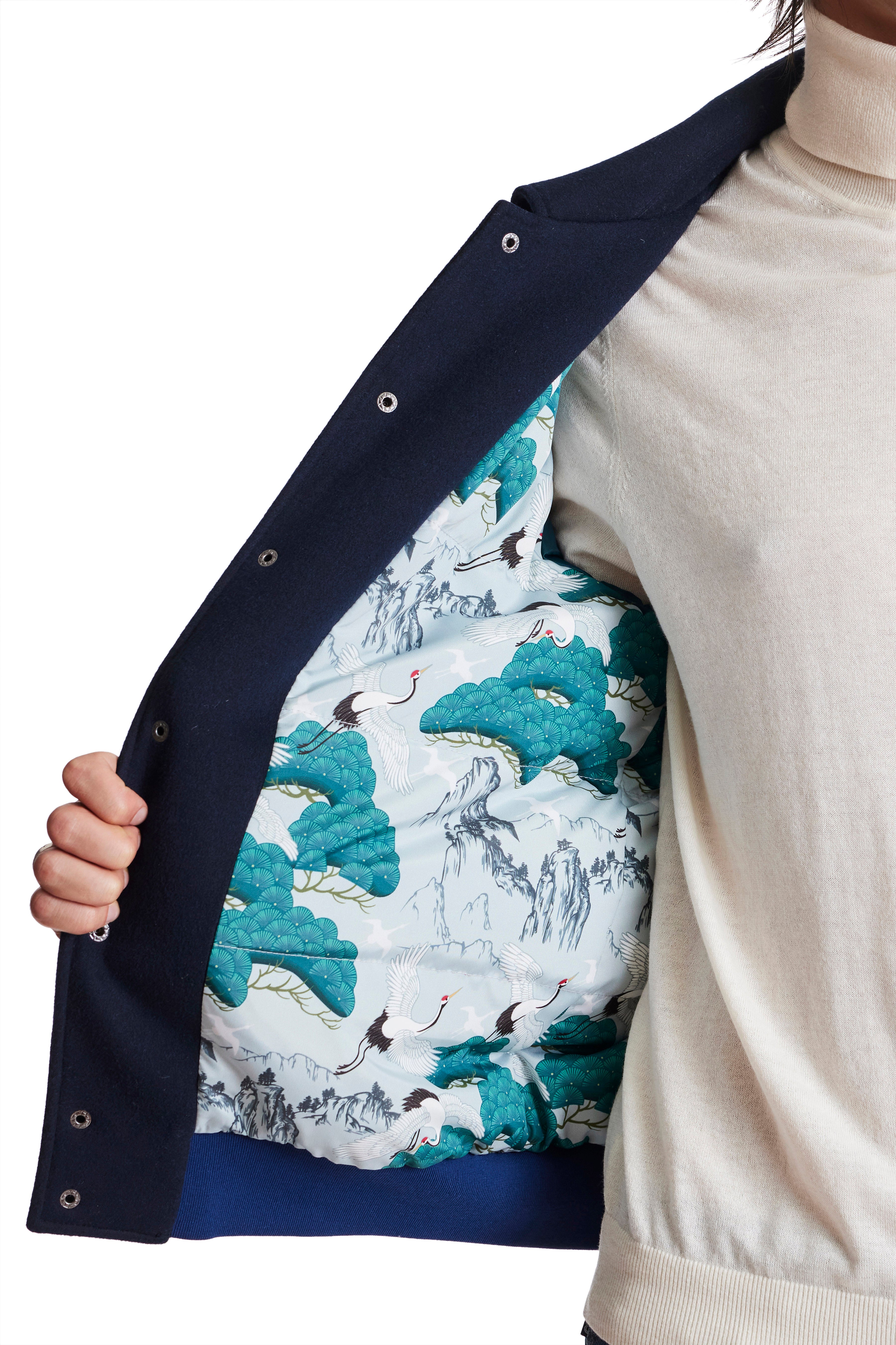 Ski Club Down Varsity Jacket - Navy Burgundy