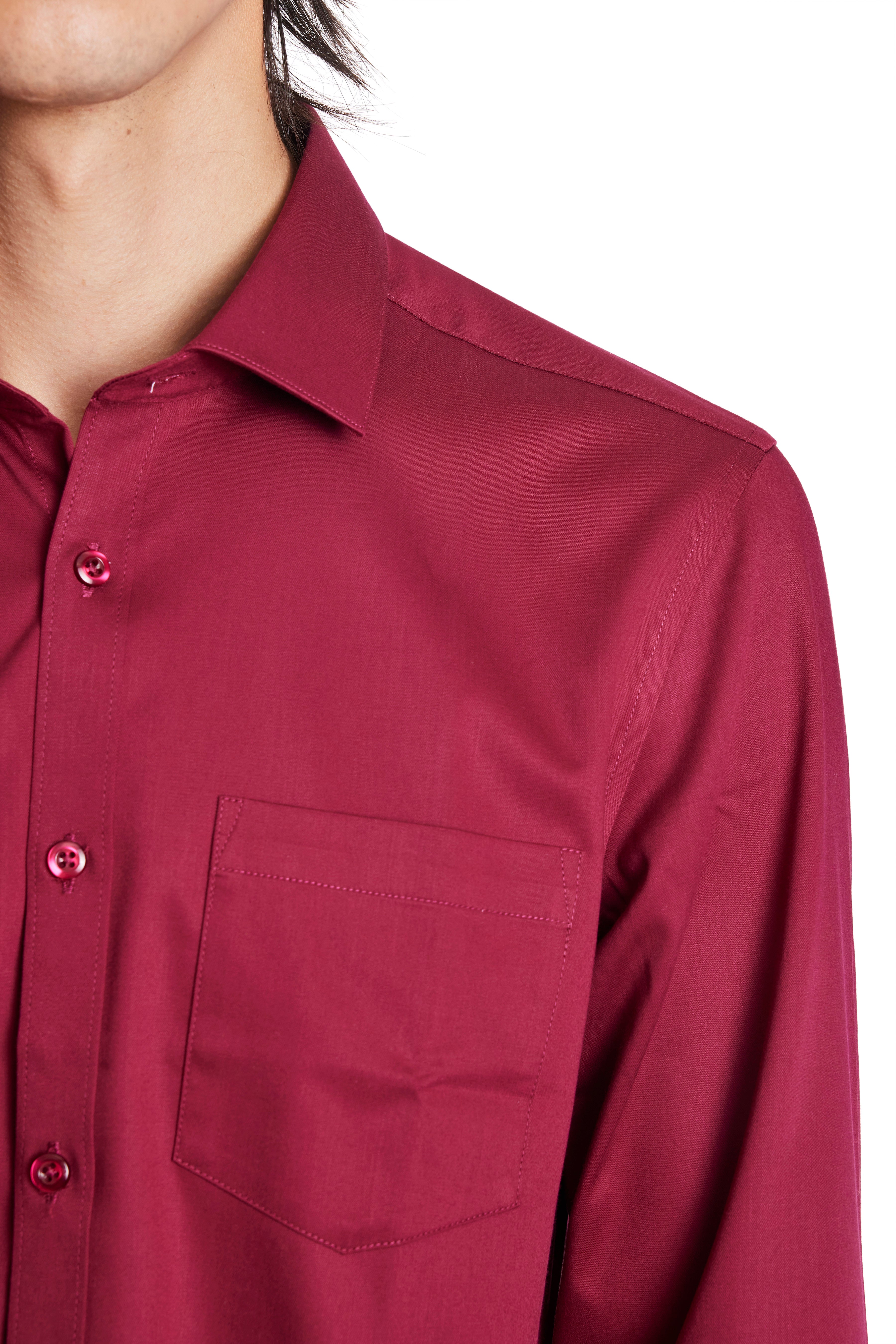 Samuel Spread Collar Shirt - Cranberry