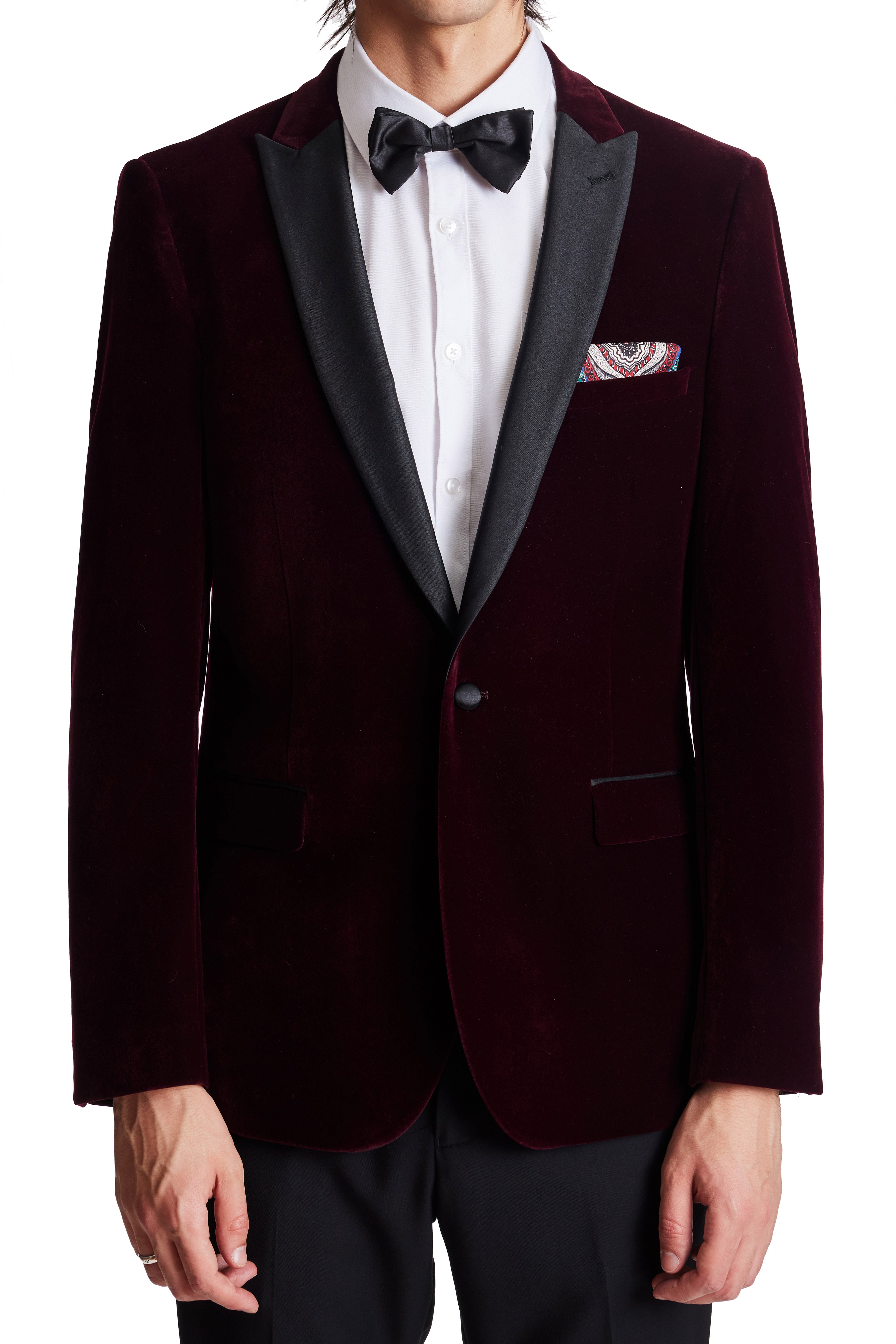 Grosvenor Peak Tux Jacket - slim - Rich Burgundy Velvet