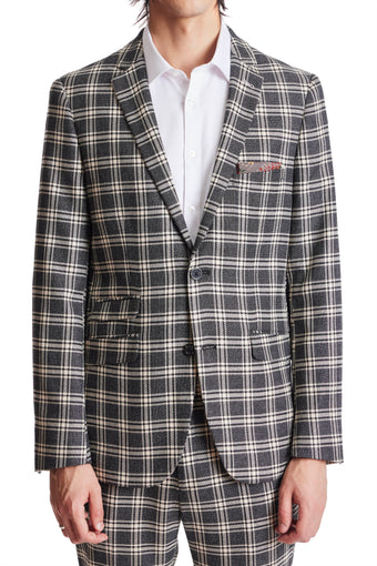 Dover Notch Jacket - slim - Black Cream Plaid