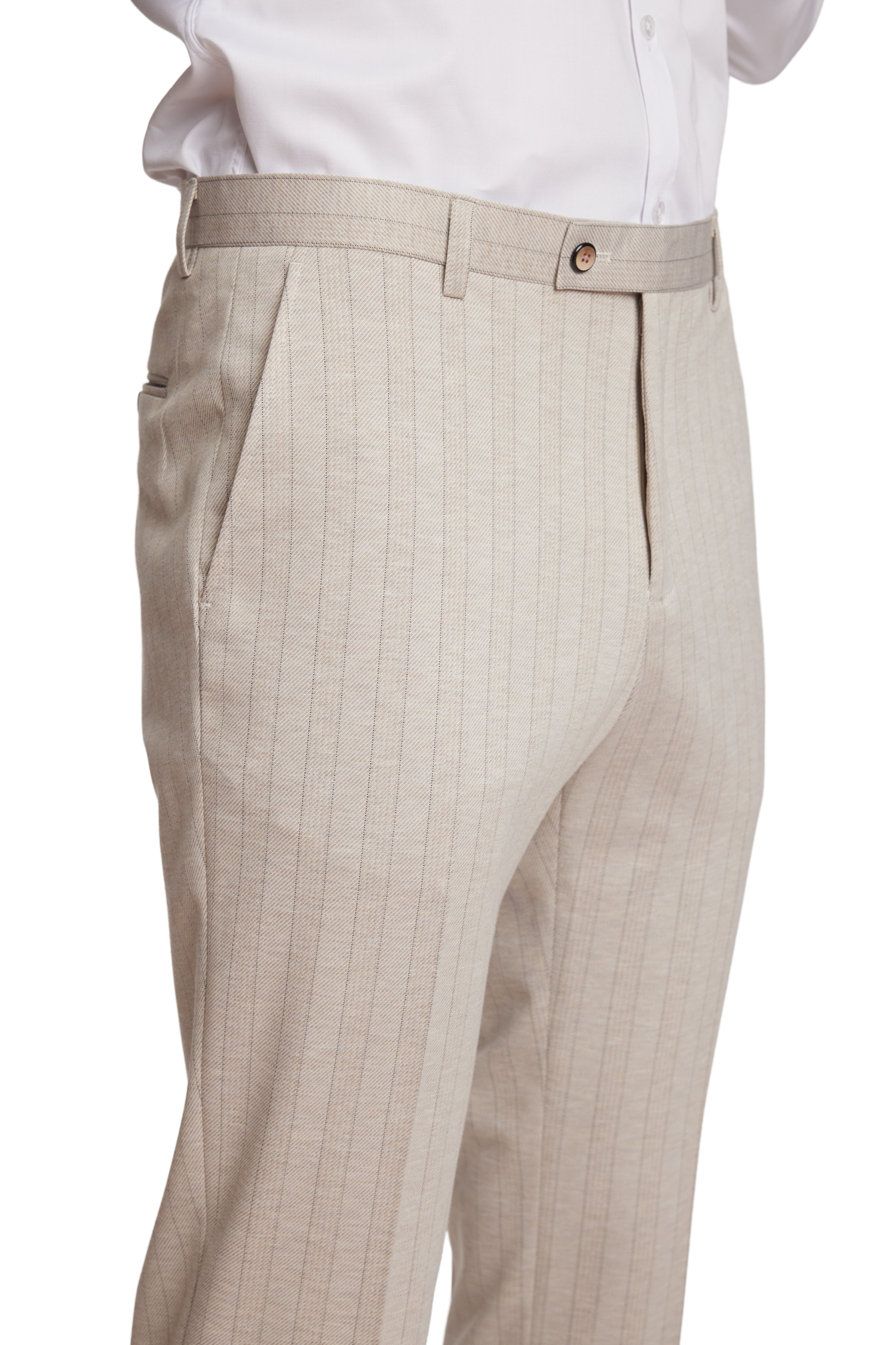 Downing Pants - slim - Beige Tan Stripes