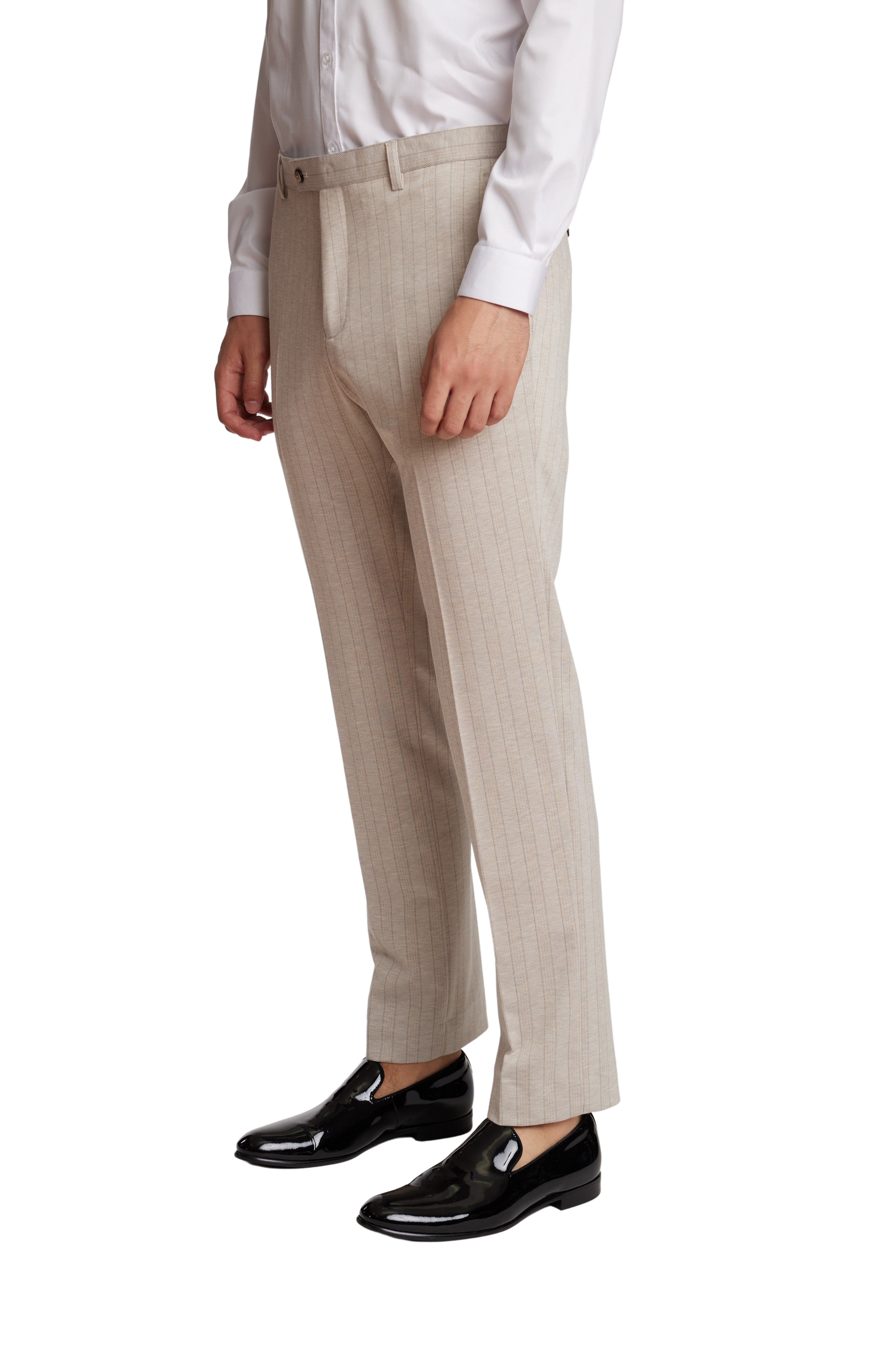 Downing Pants - slim - Beige Tan Stripes