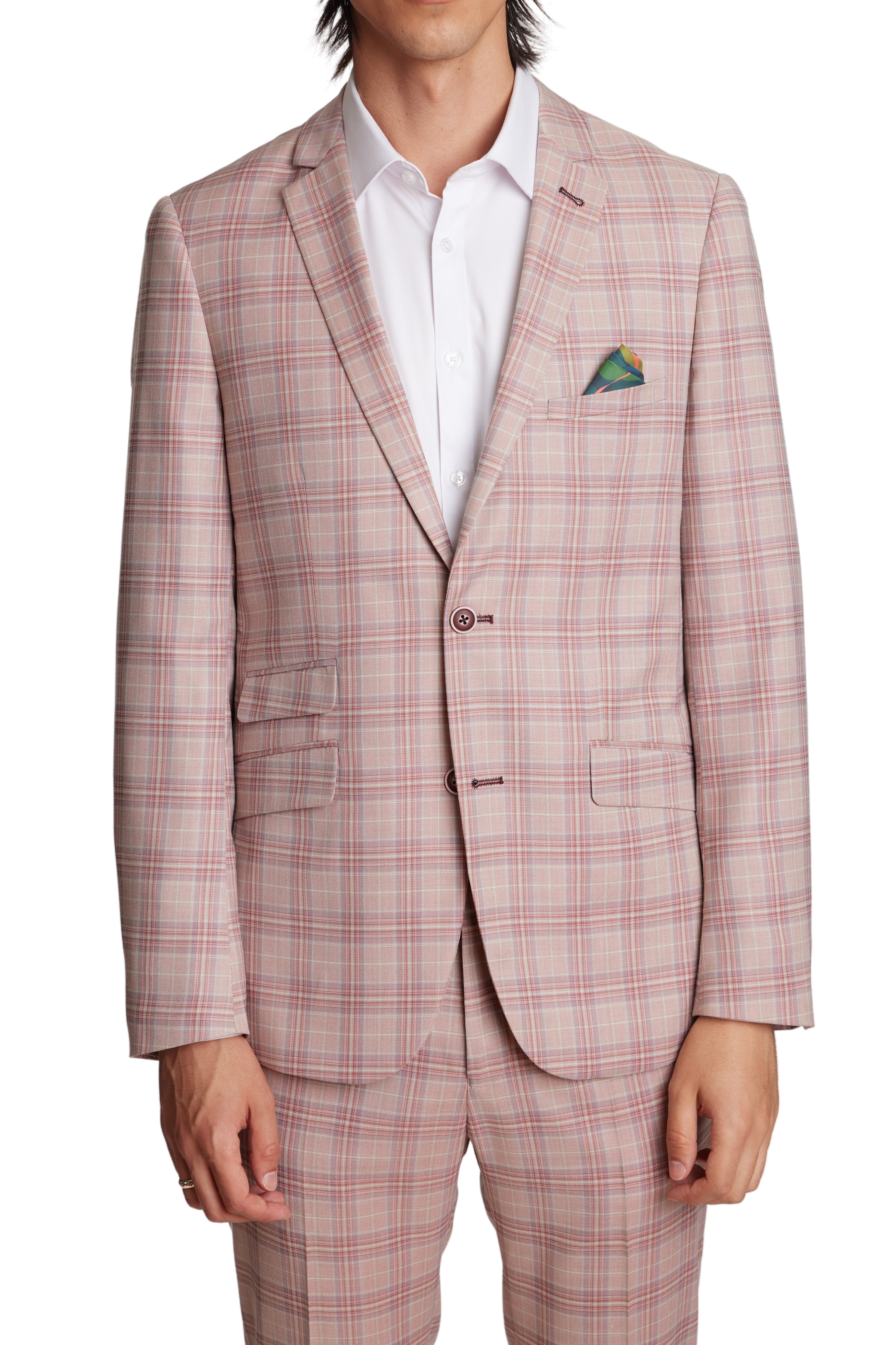 Dover Notch Jacket - slim - Pink Mauve Check