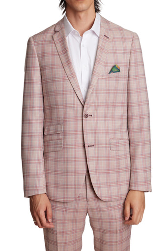 Dover Notch Jacket - slim - Pink Mauve Check