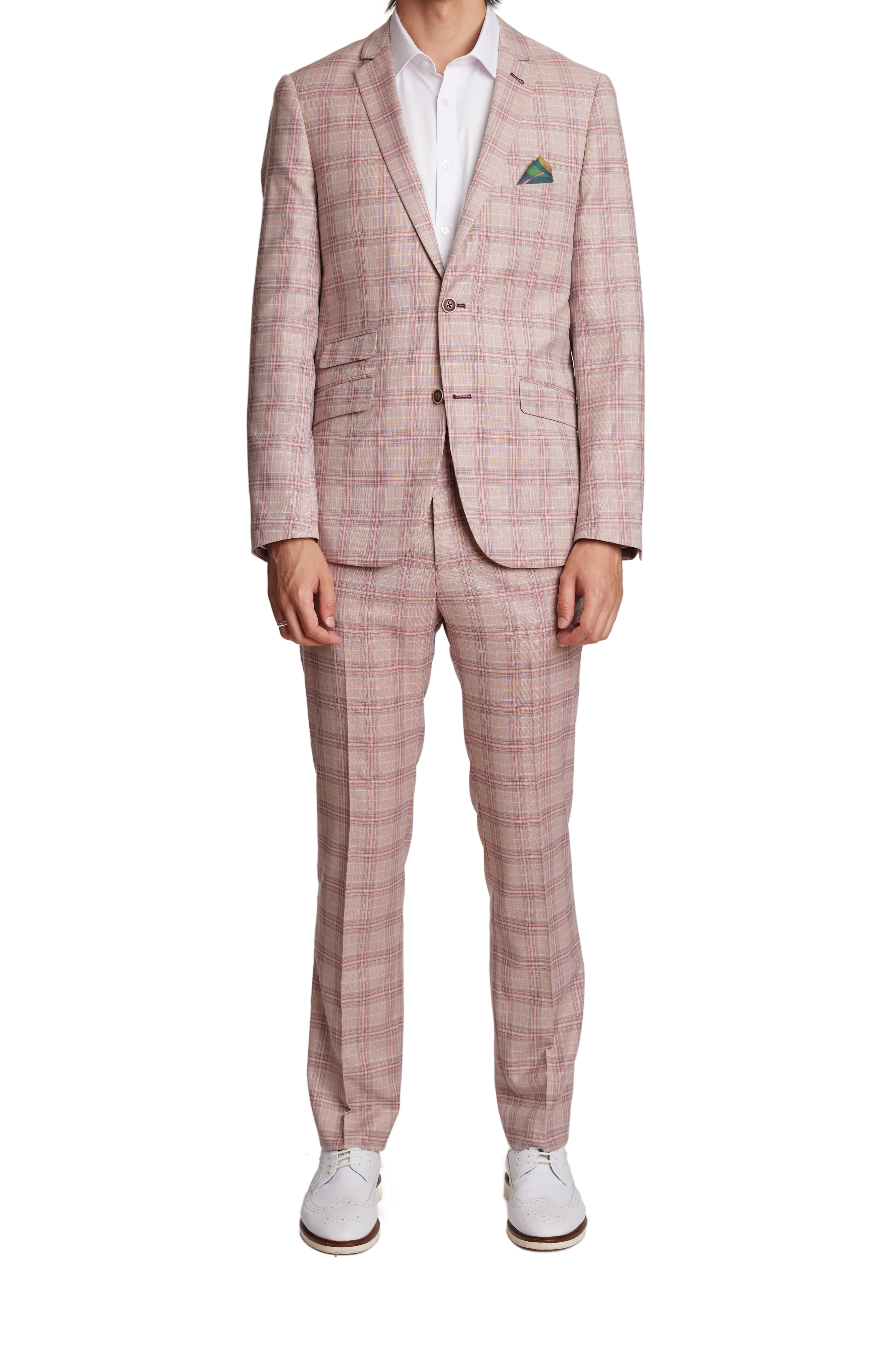 Dover Notch Jacket - slim - Pink Mauve Check