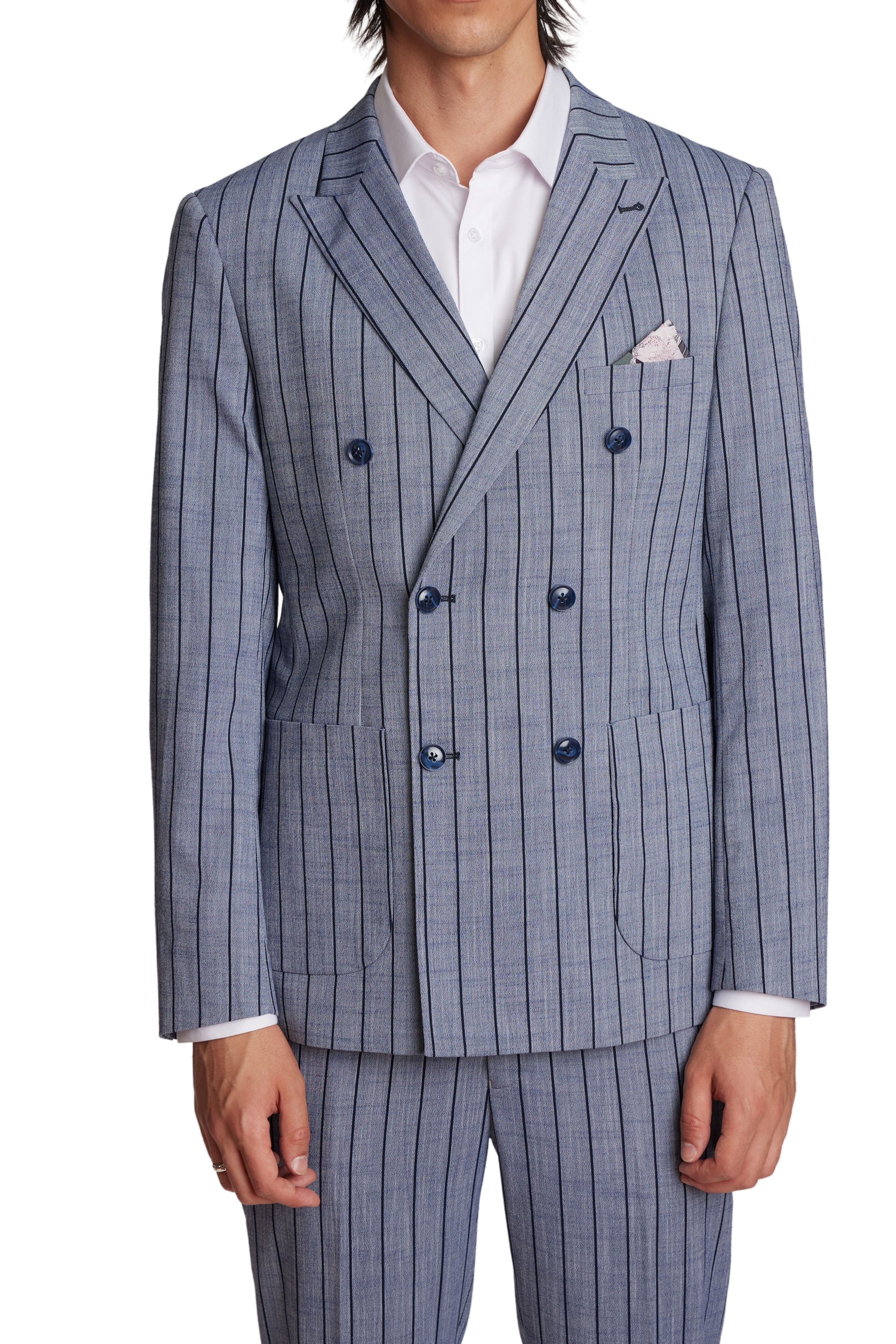 Soho Peak DB Jacket - slim - Blue & Navy Pinstripe