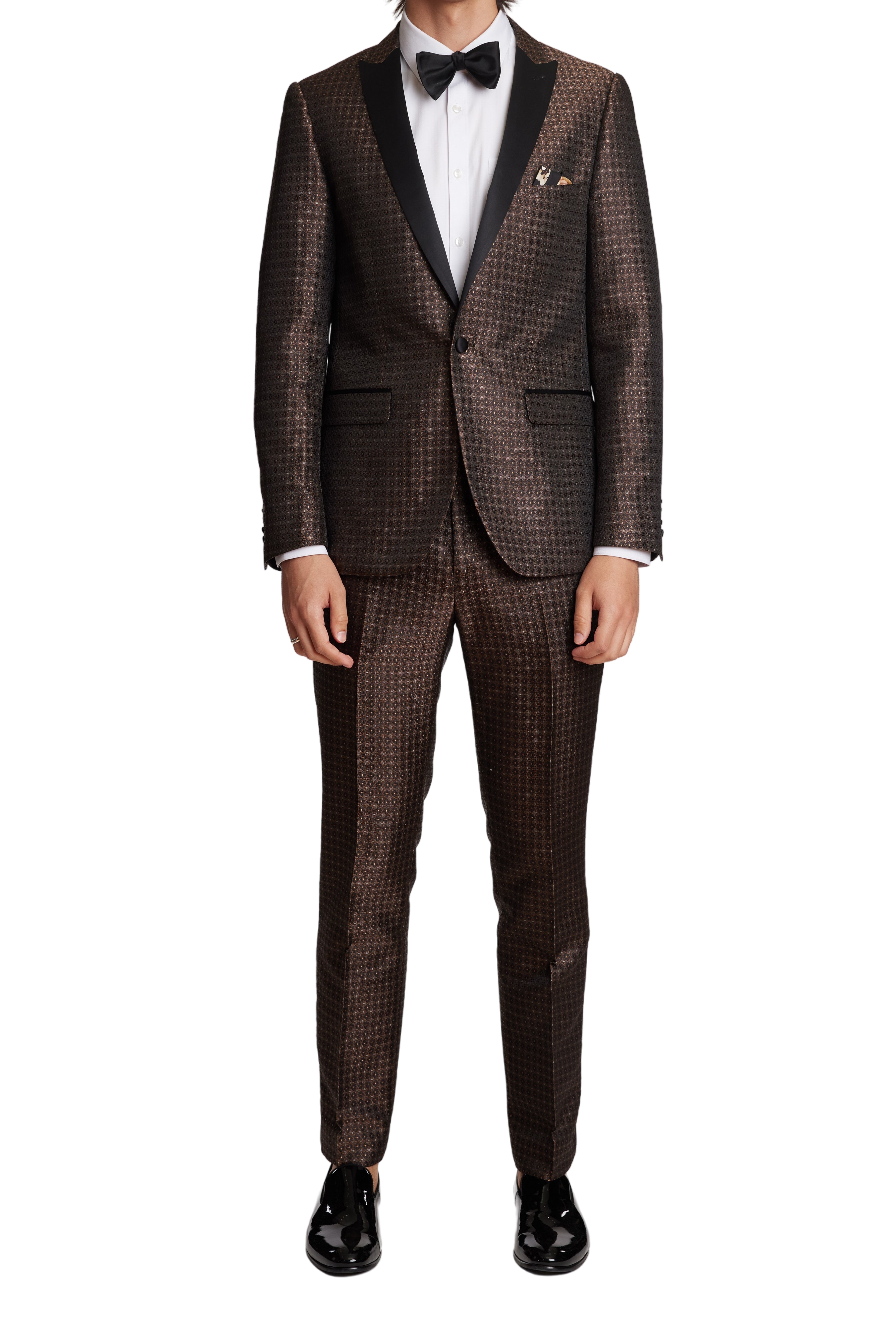 Grosvenor Peak Tux Jacket - slim - Brown Bronze Jacquard