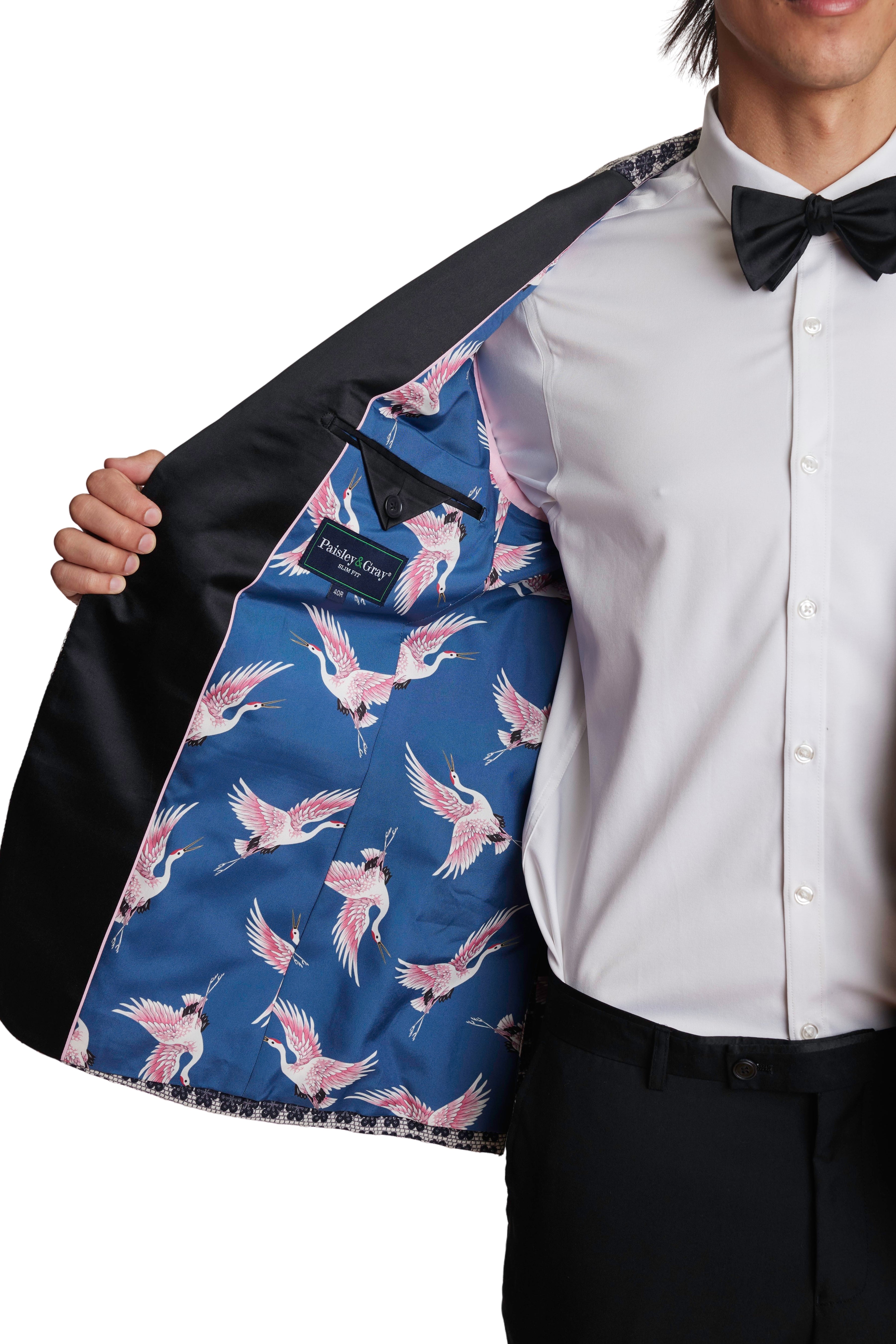 Osborne Notch Tux Jacket - slim - Blue White Flowers