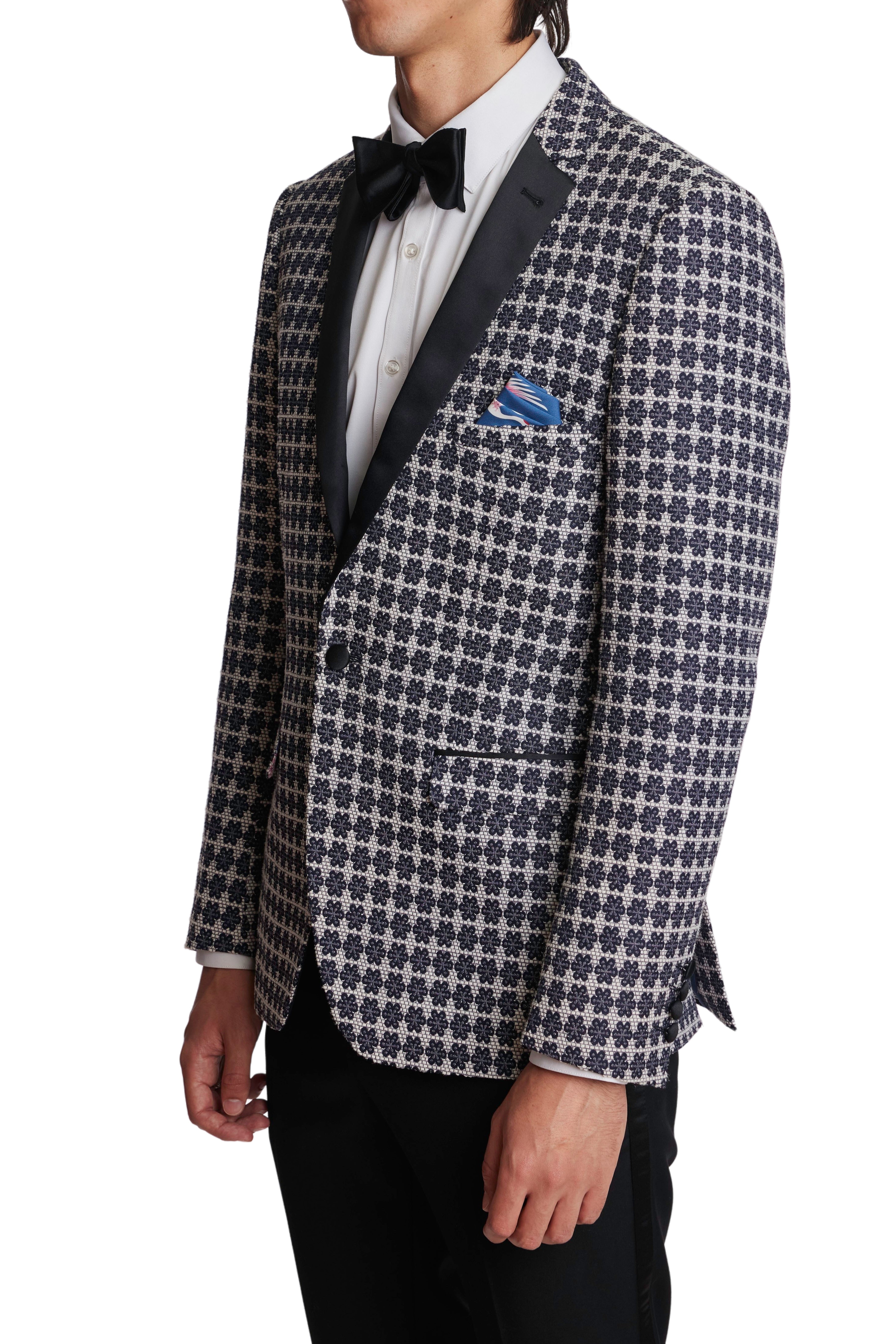 Osborne Notch Tux Jacket - slim - Blue White Flowers