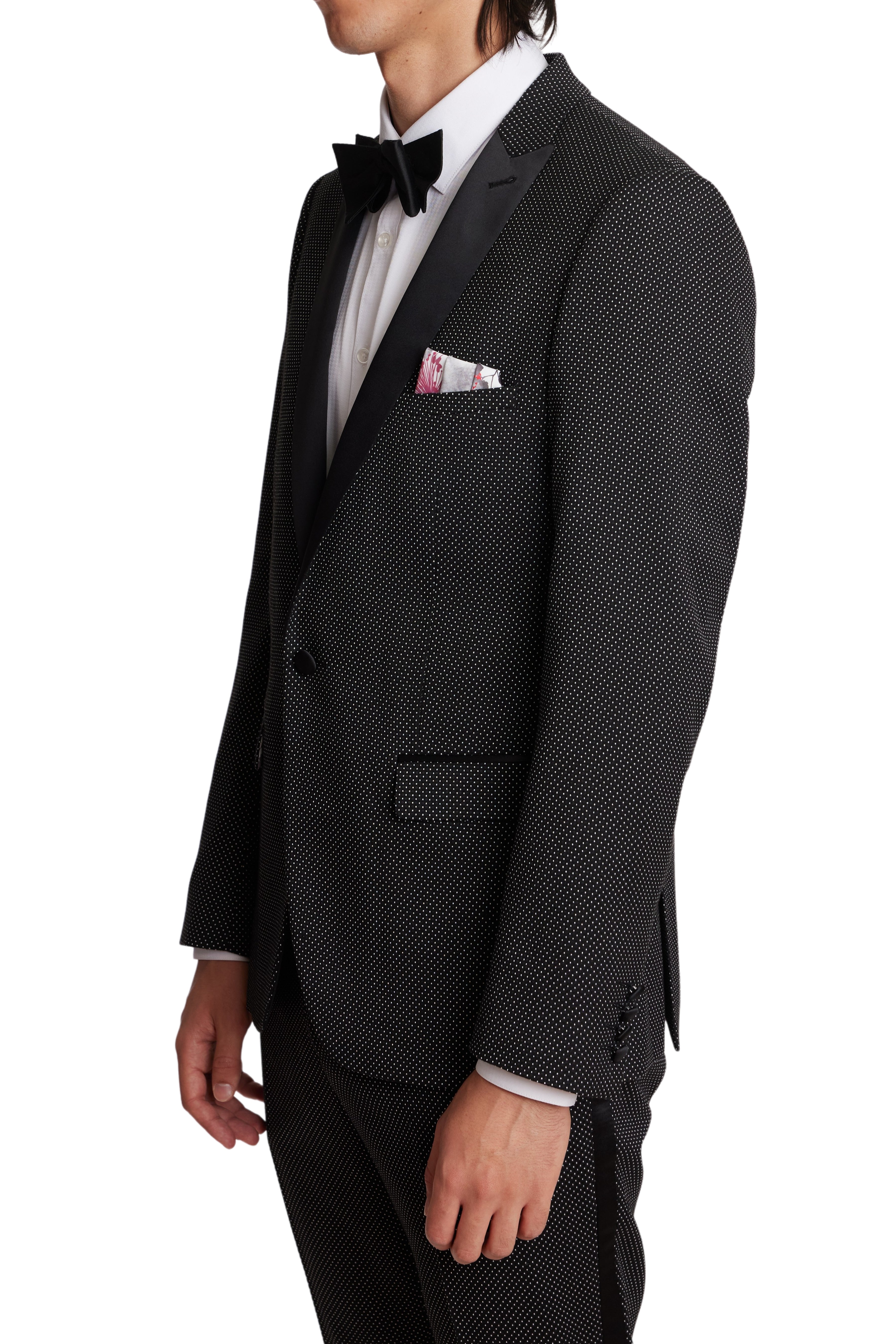 Grosvenor Peak Tux Jacket - slim - Black & White Dots