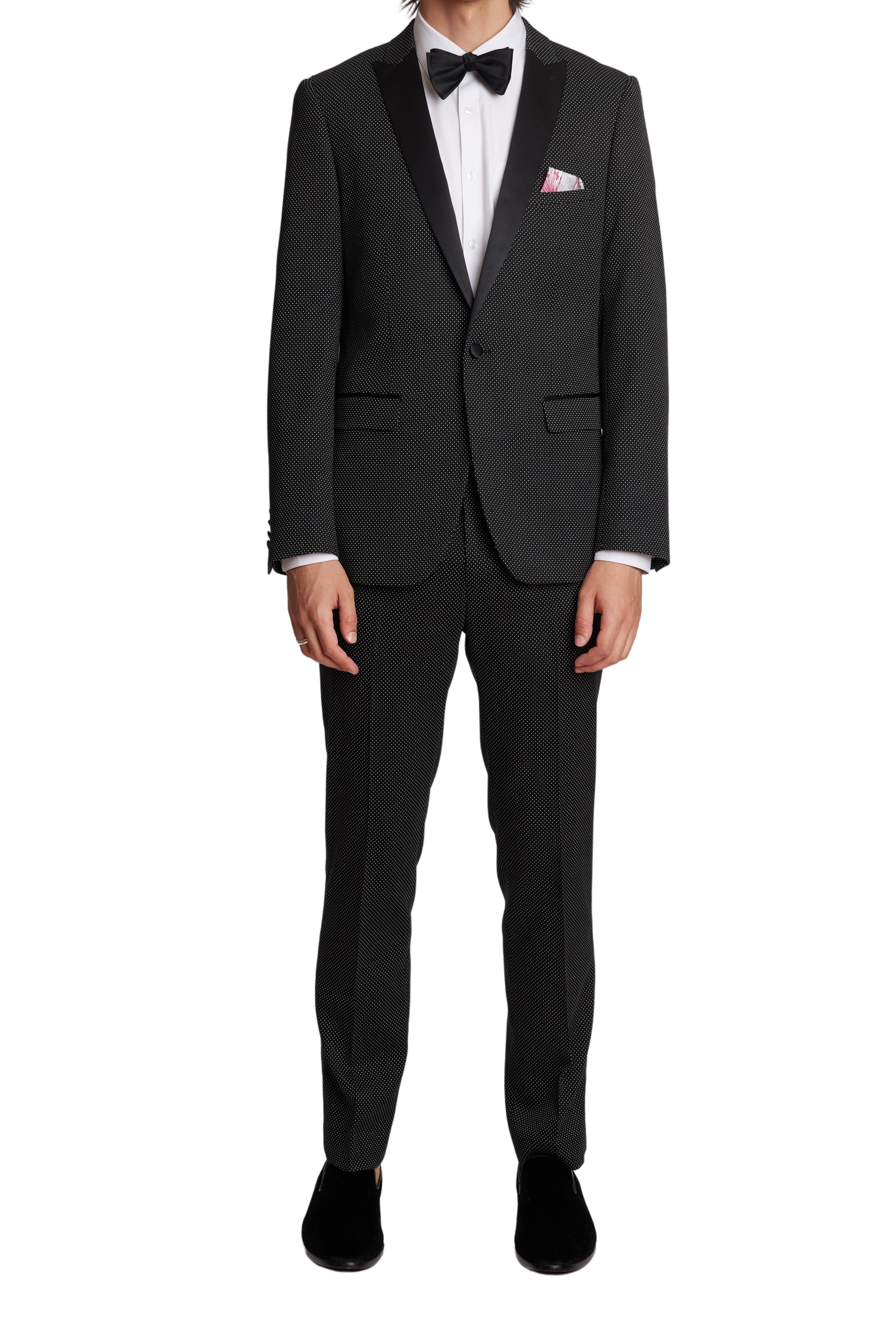 Grosvenor Peak Tux Jacket - slim - Black & White Dots