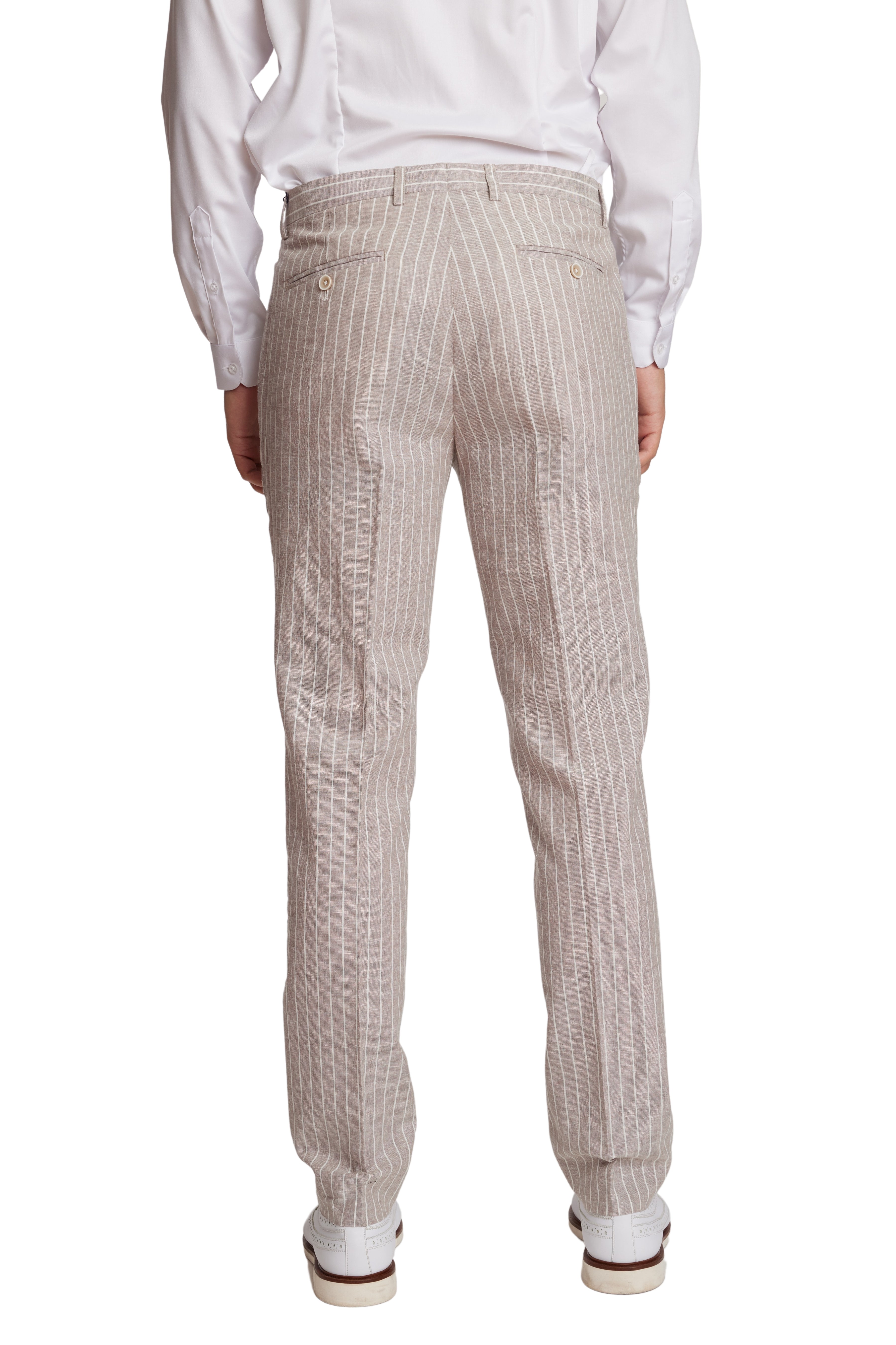 Downing Pants - slim - Tan White Pinstripes