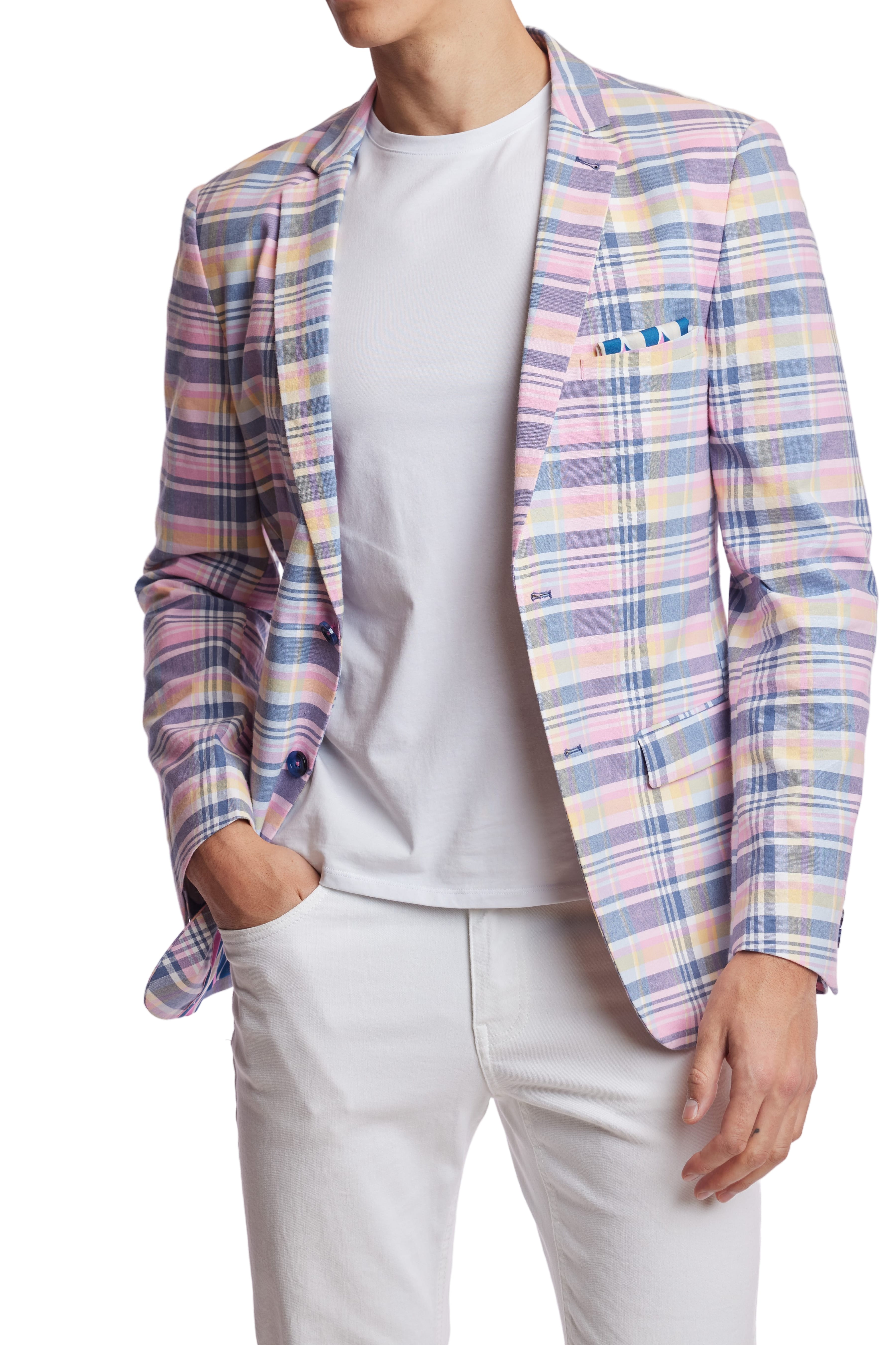 Dover Notch Jacket - slim - Pink Yellow Madras