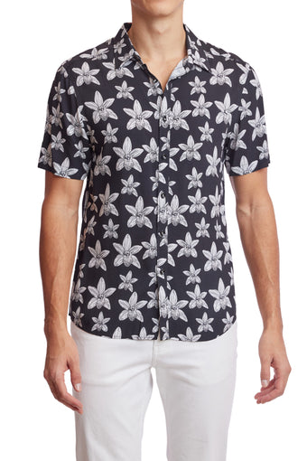 Soleil S/S Shirt - Black White Flowers