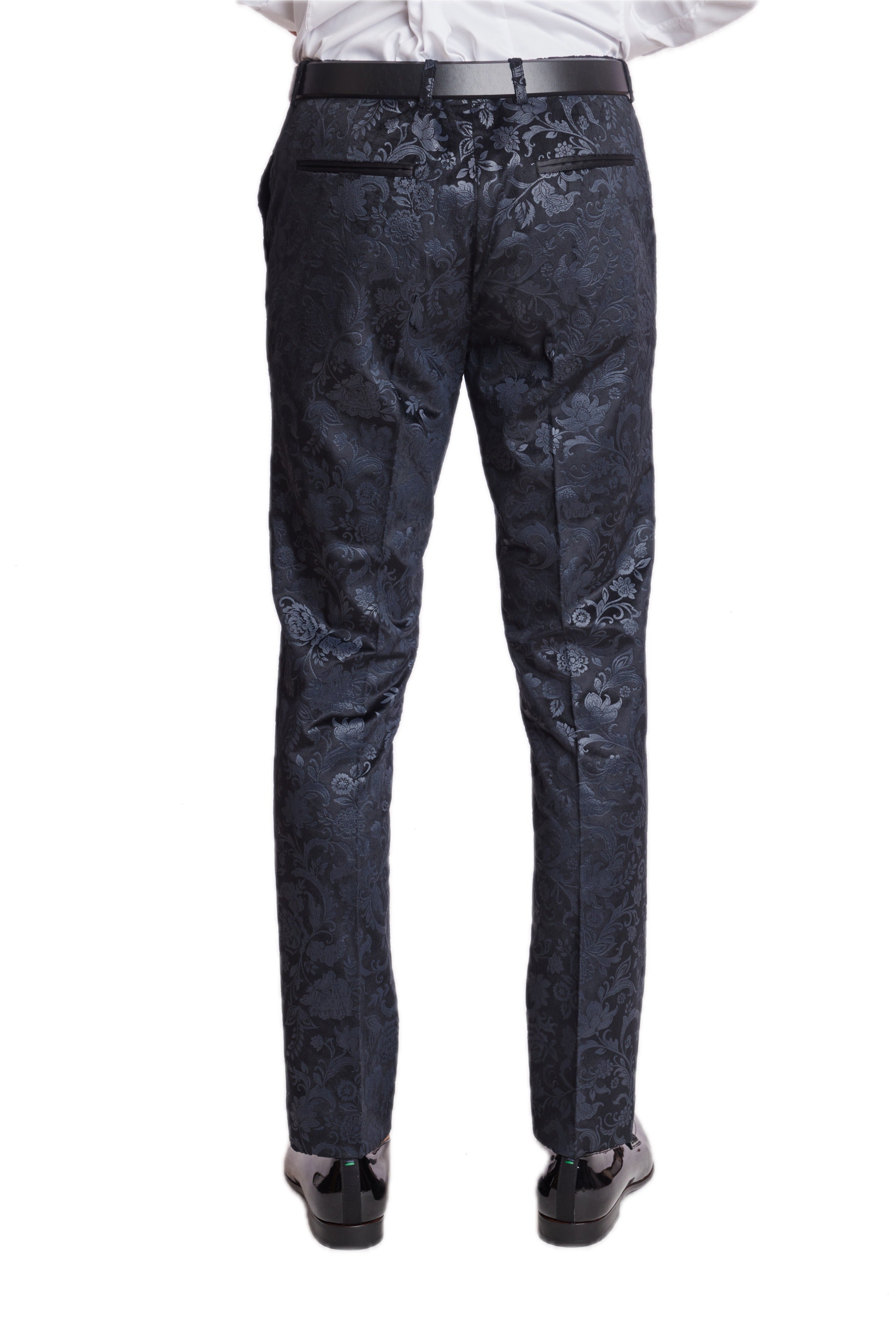 Sloane Tux Pants  - slim - Black Floral Velvet