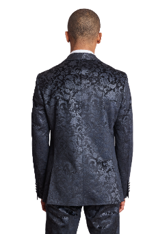 Regent Shawl Tux Jacket - slim - Black Floral Velvet